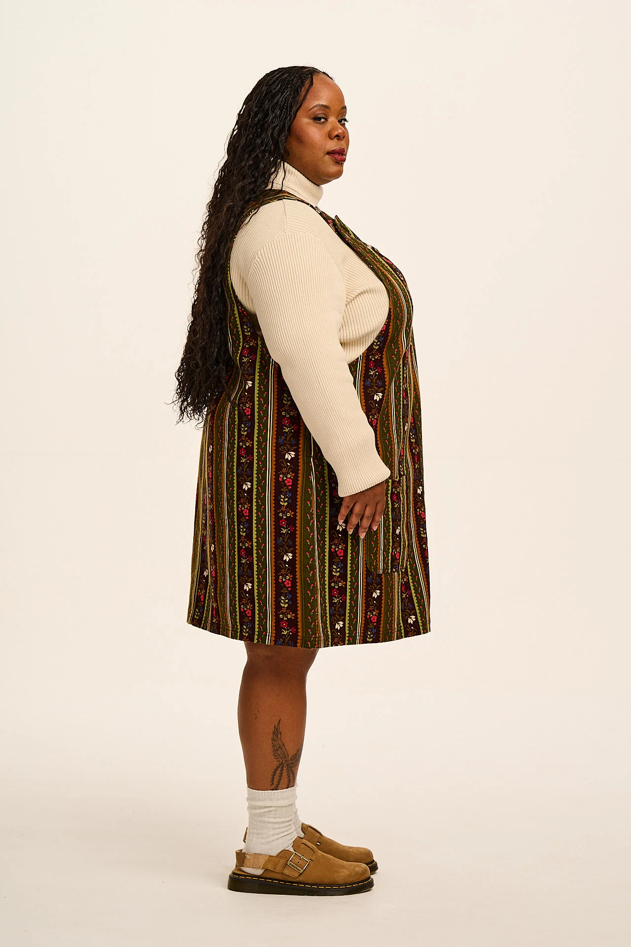 Layla - Mini Cotton Dress in Vintage Stripe & Floral - Image 3