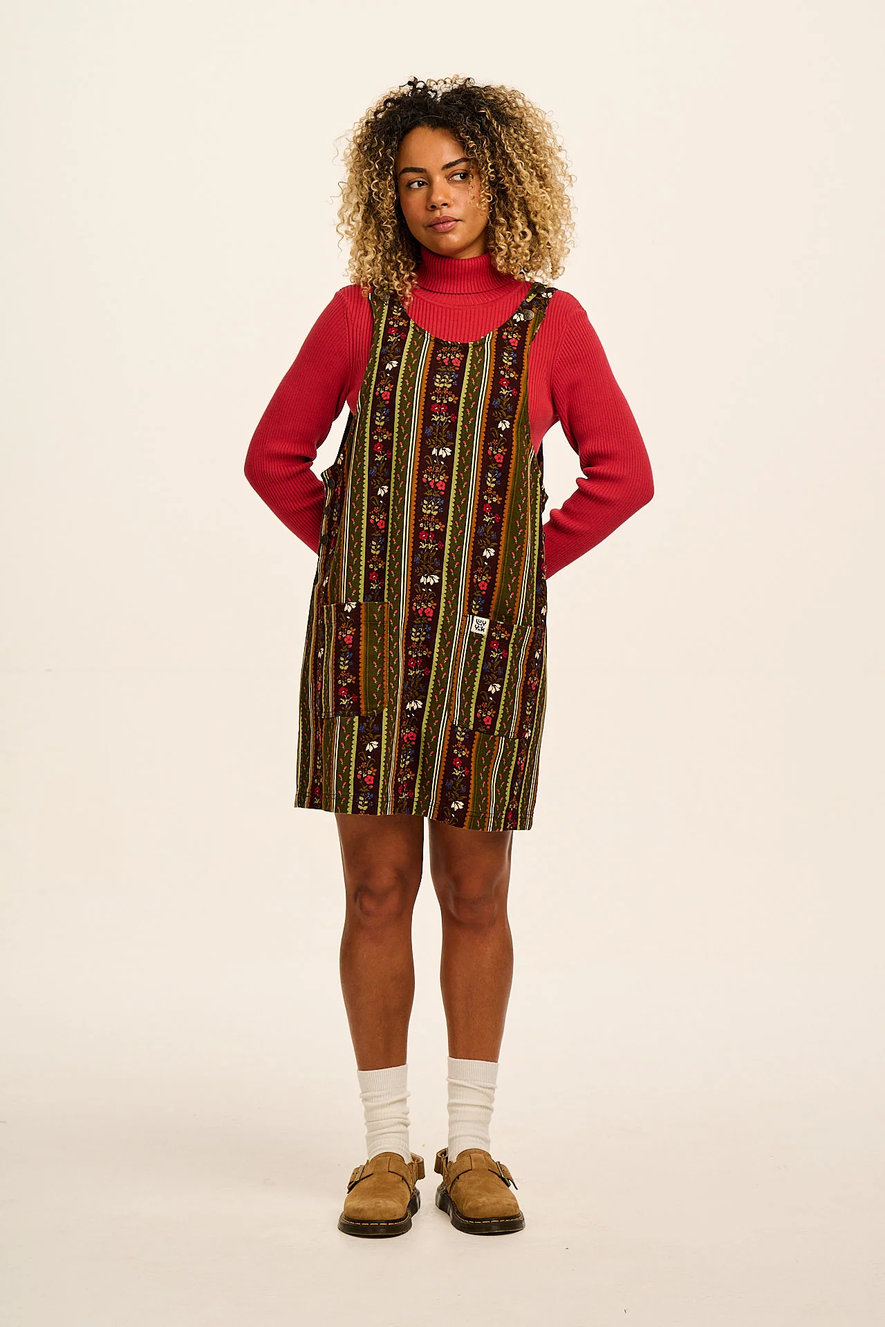 Layla - Mini Cotton Dress in Vintage Stripe & Floral - Image 5