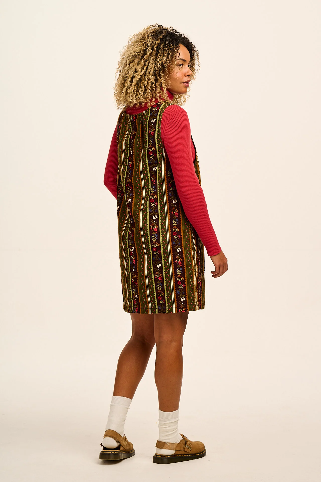 Layla - Mini Cotton Dress in Vintage Stripe & Floral - Image 6