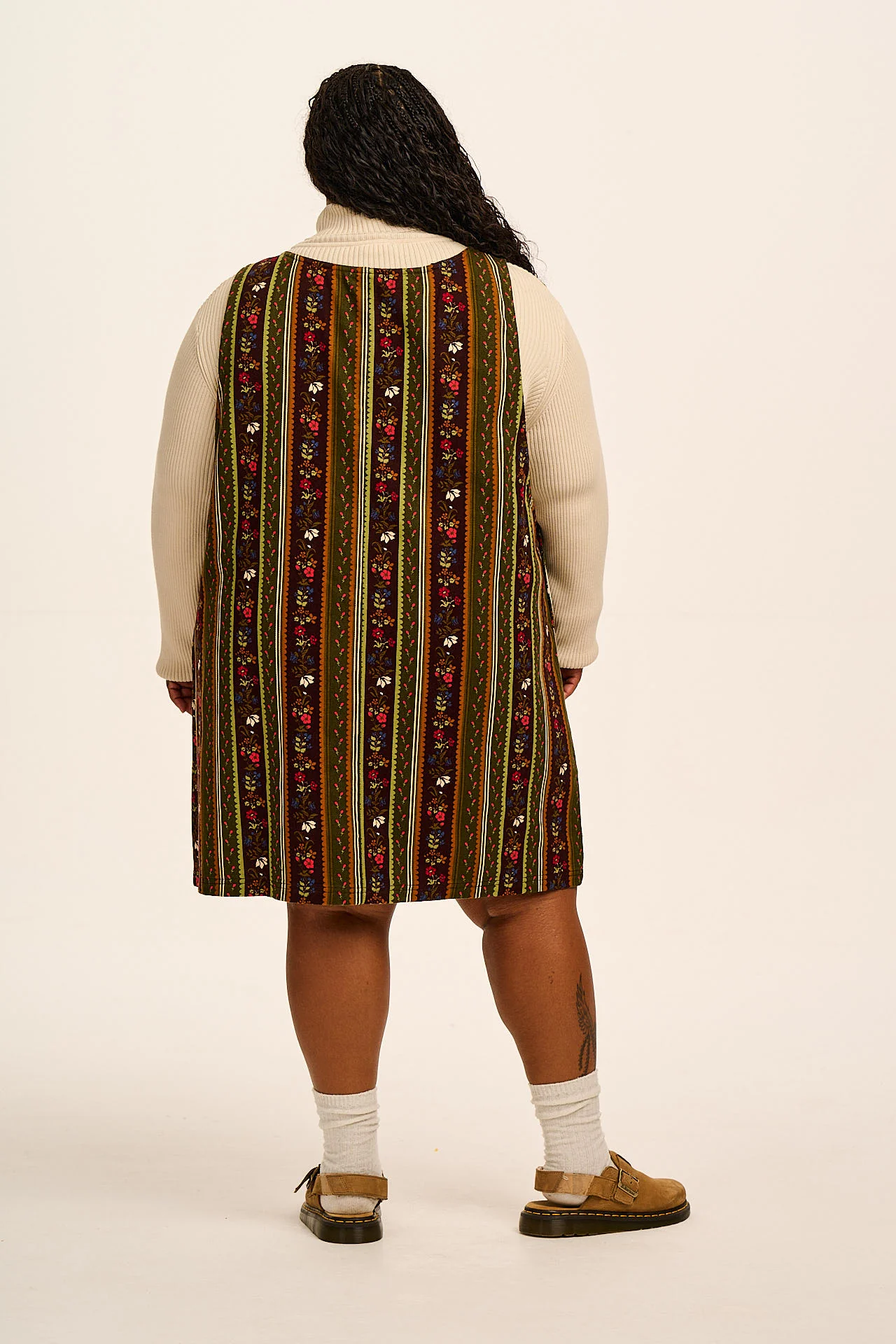 Layla - Mini Cotton Dress in Vintage Stripe & Floral - Image 8