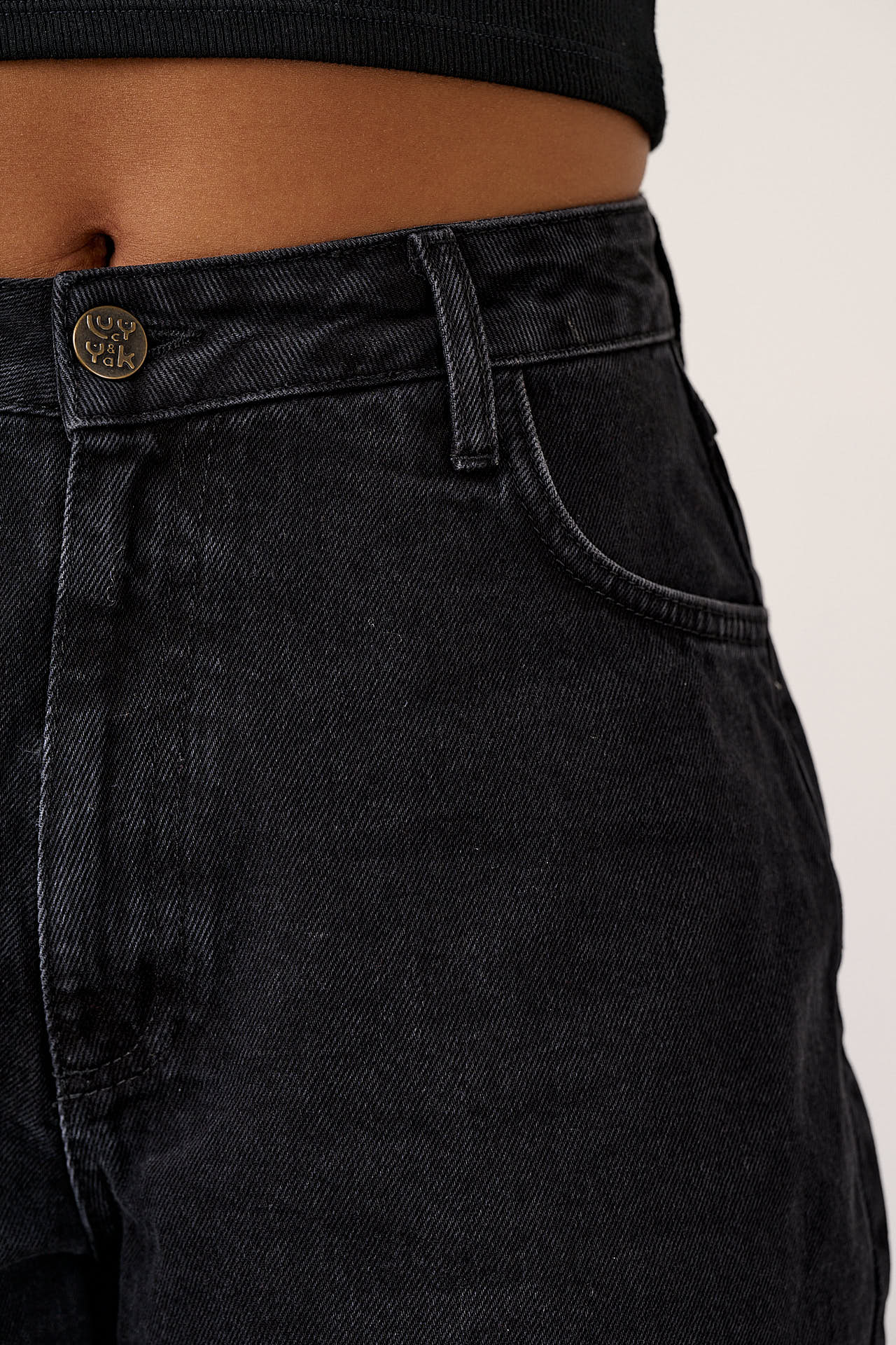 Lexi - Denim High Waist Shorts in Black Wash - Image 5