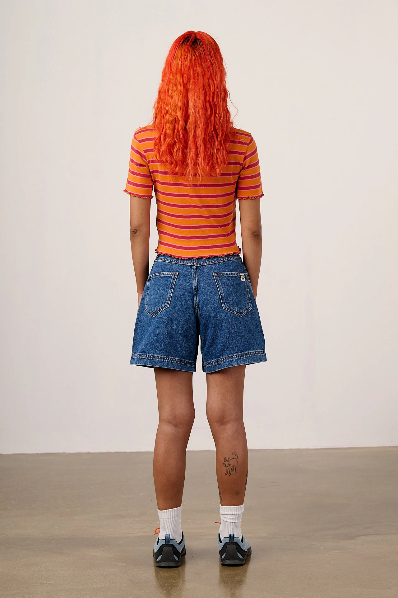Lexi - Denim High Waist Shorts in Mid Wash Blue - Image 10