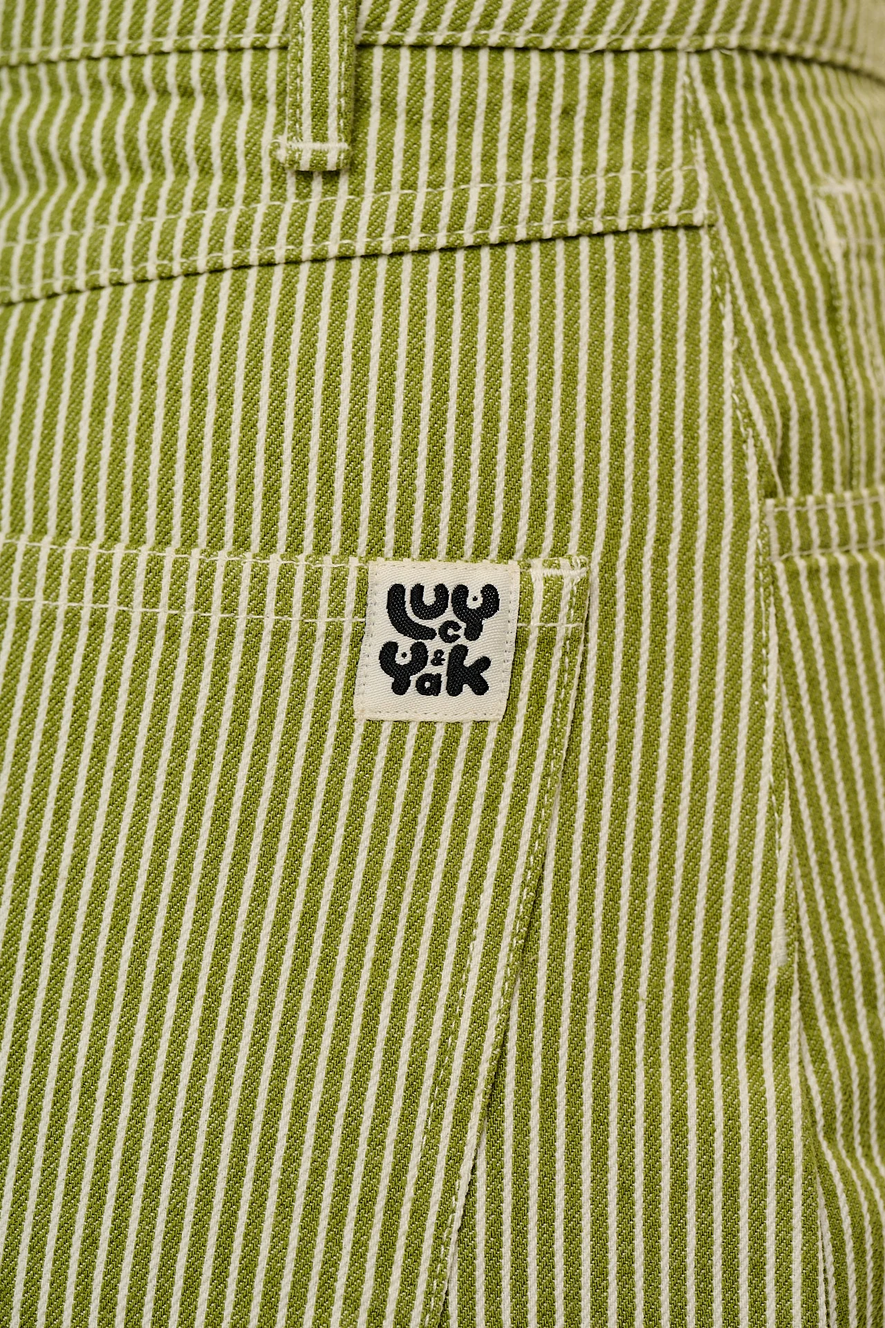 Lexi - High Waist Cotton Shorts in Green Hickory Stripe - Image 4