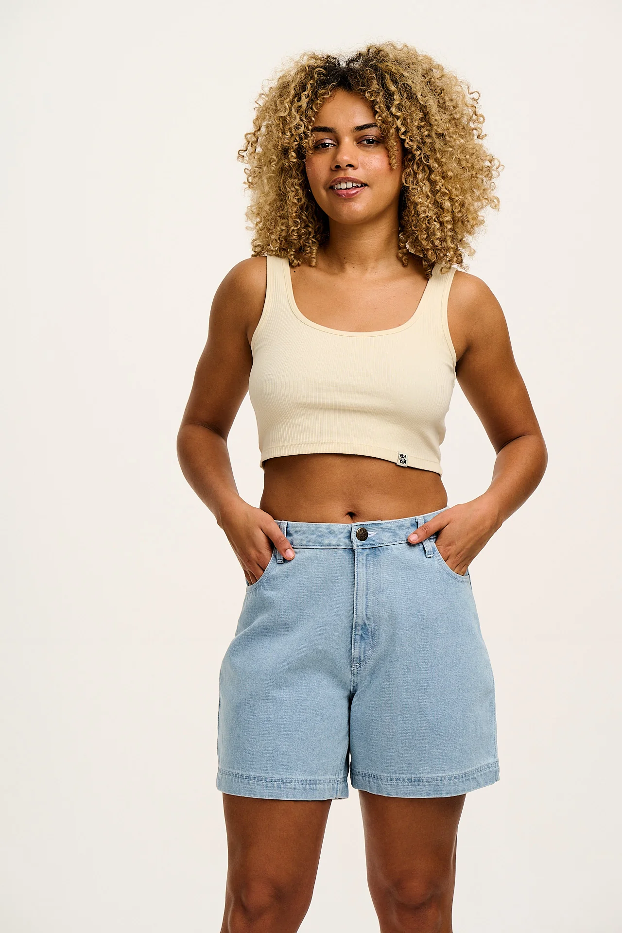 Lexi - High Waist Denim Shorts in Light Wash Blue - Image 5