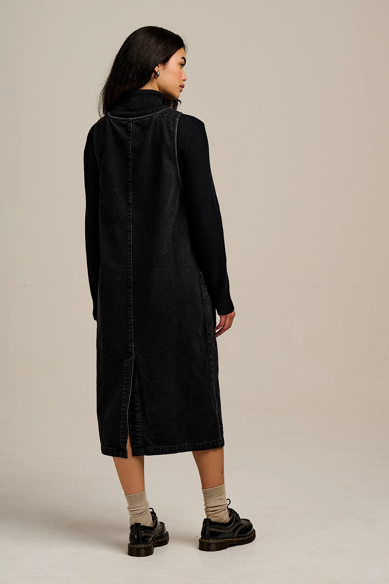 Lily - Denim Midi Dress in Blackwash Denim - Image 7