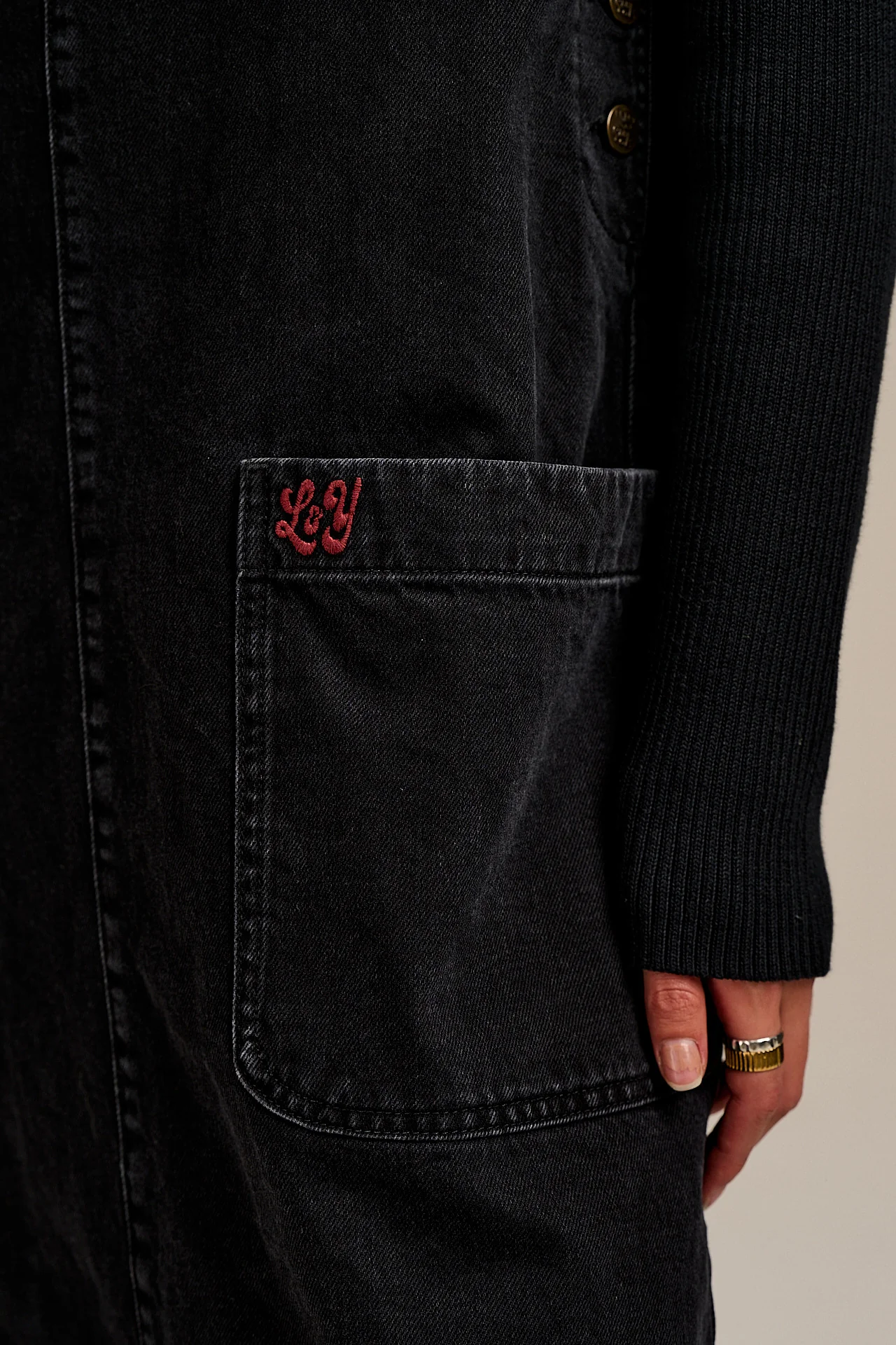 Lily - Denim Midi Dress in Blackwash Denim - Image 9
