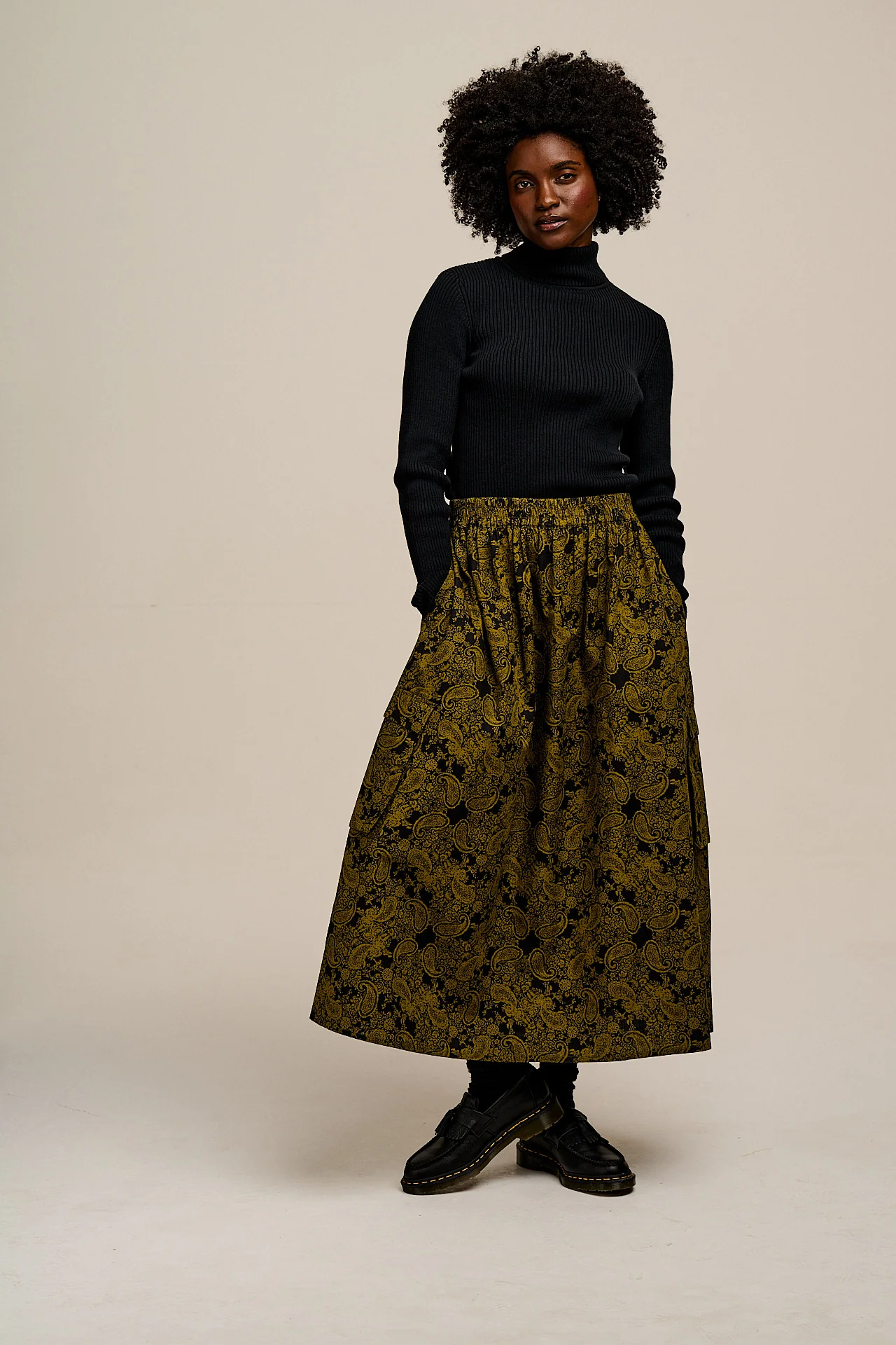 Eva - Knitted Roll Neck Long Sleeve Top in Black - Image 7