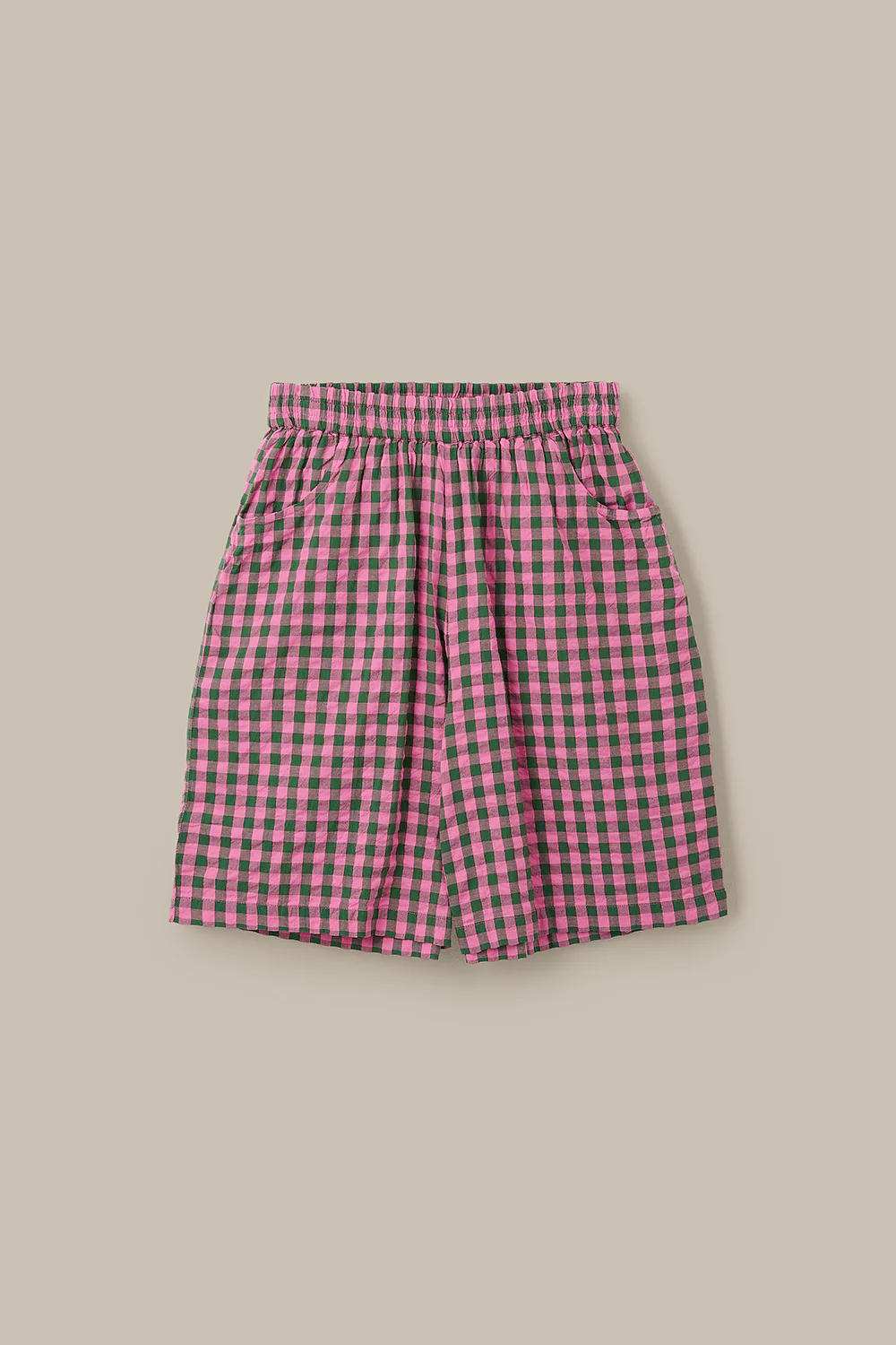 Madero - Cotton Long Shorts in Pink & Green Gingham - Image 5