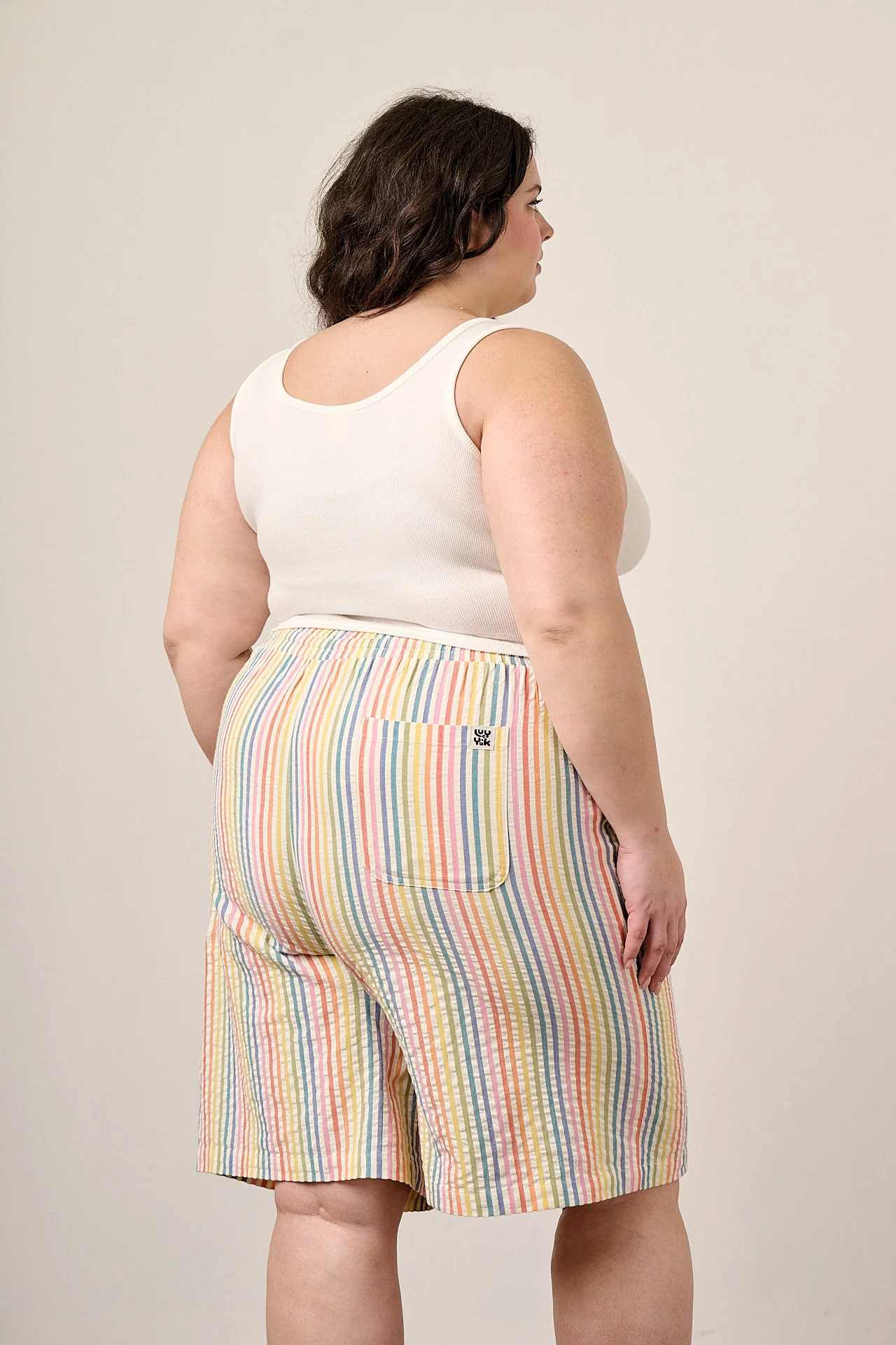 Madero - Cotton Long Shorts in Vintage Rainbow Stripe - Image 6
