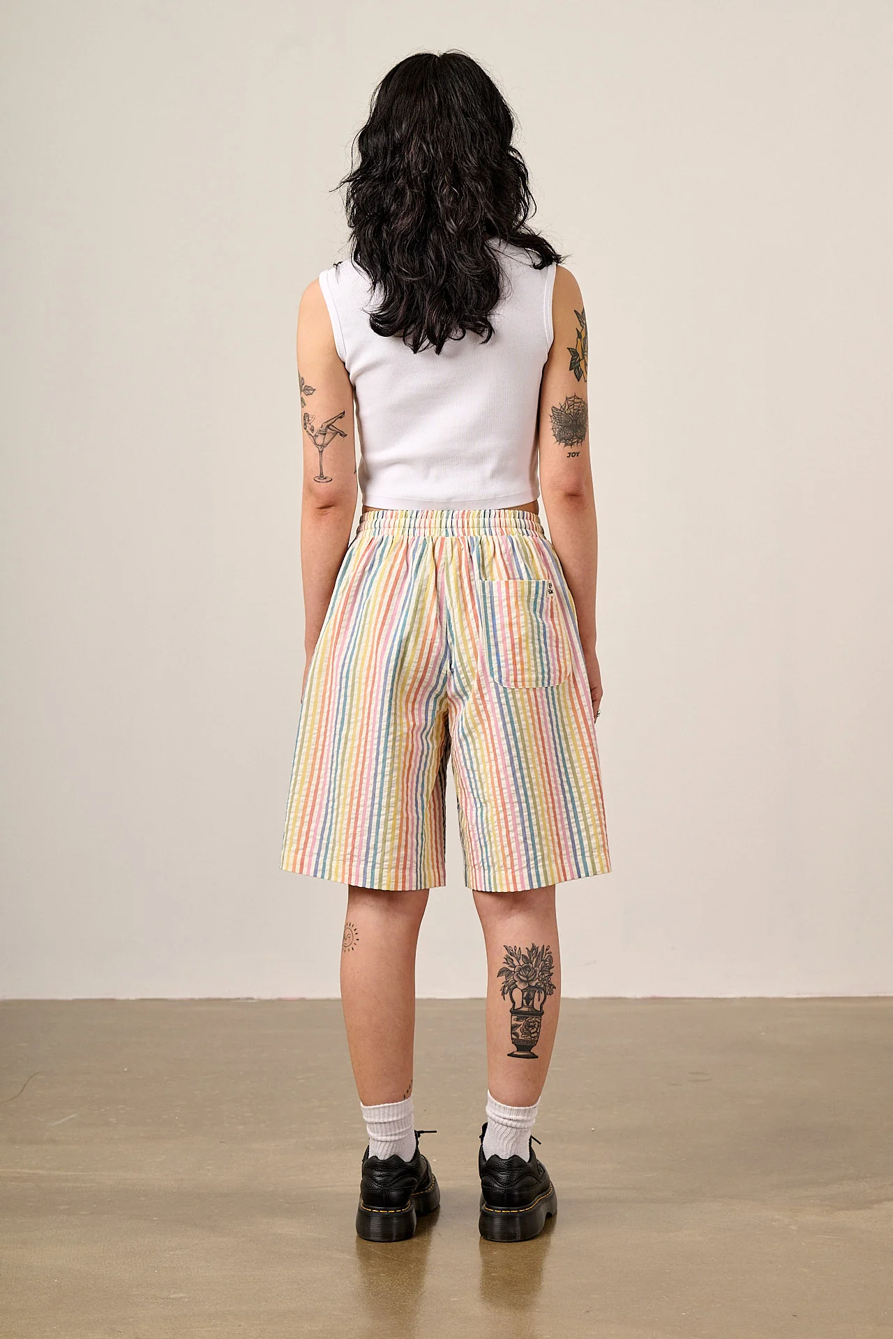 Madero - Cotton Long Shorts in Vintage Rainbow Stripe - Image 8
