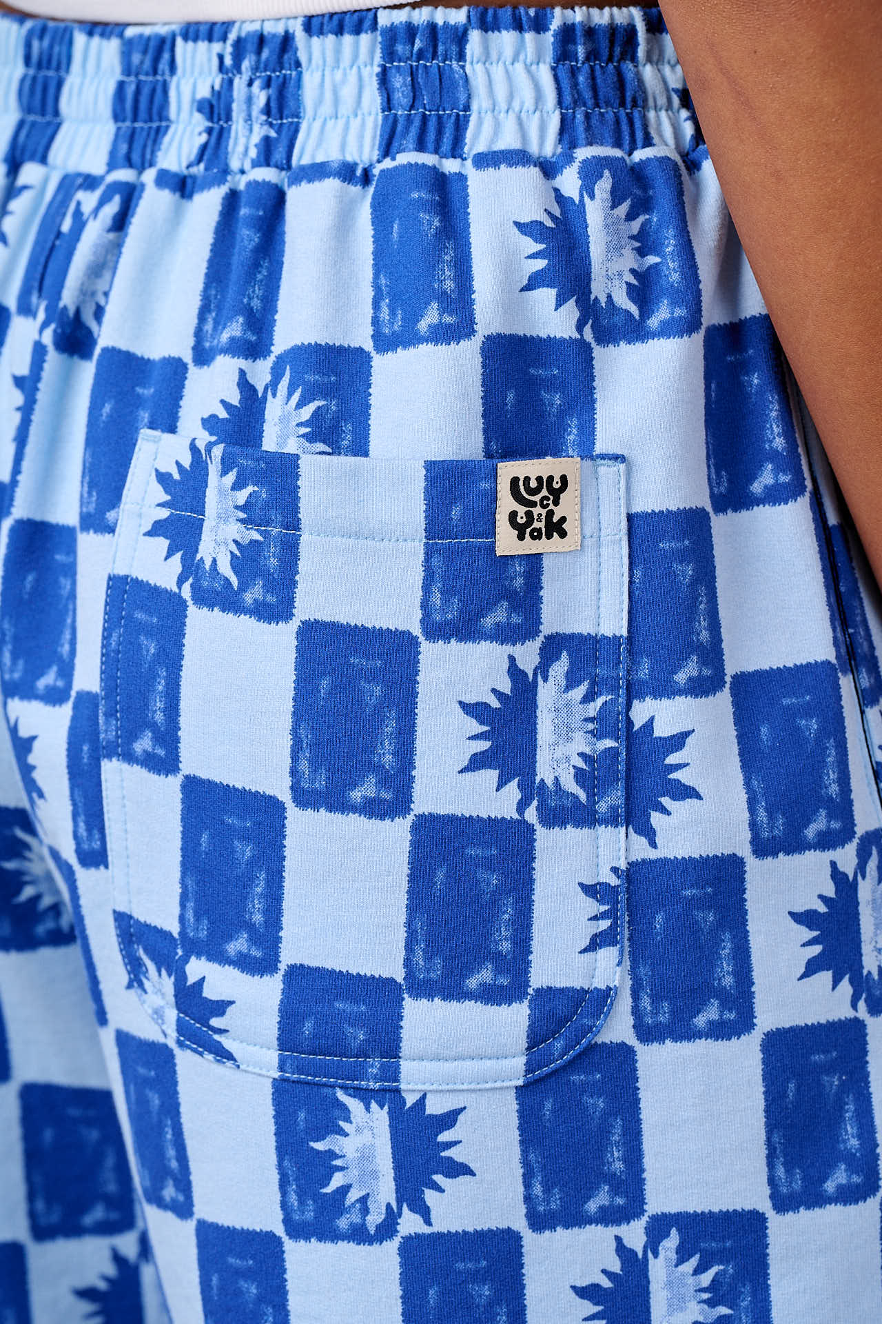 Madero - Cotton Jersey Shorts in Blue Checkerboard - Image 2