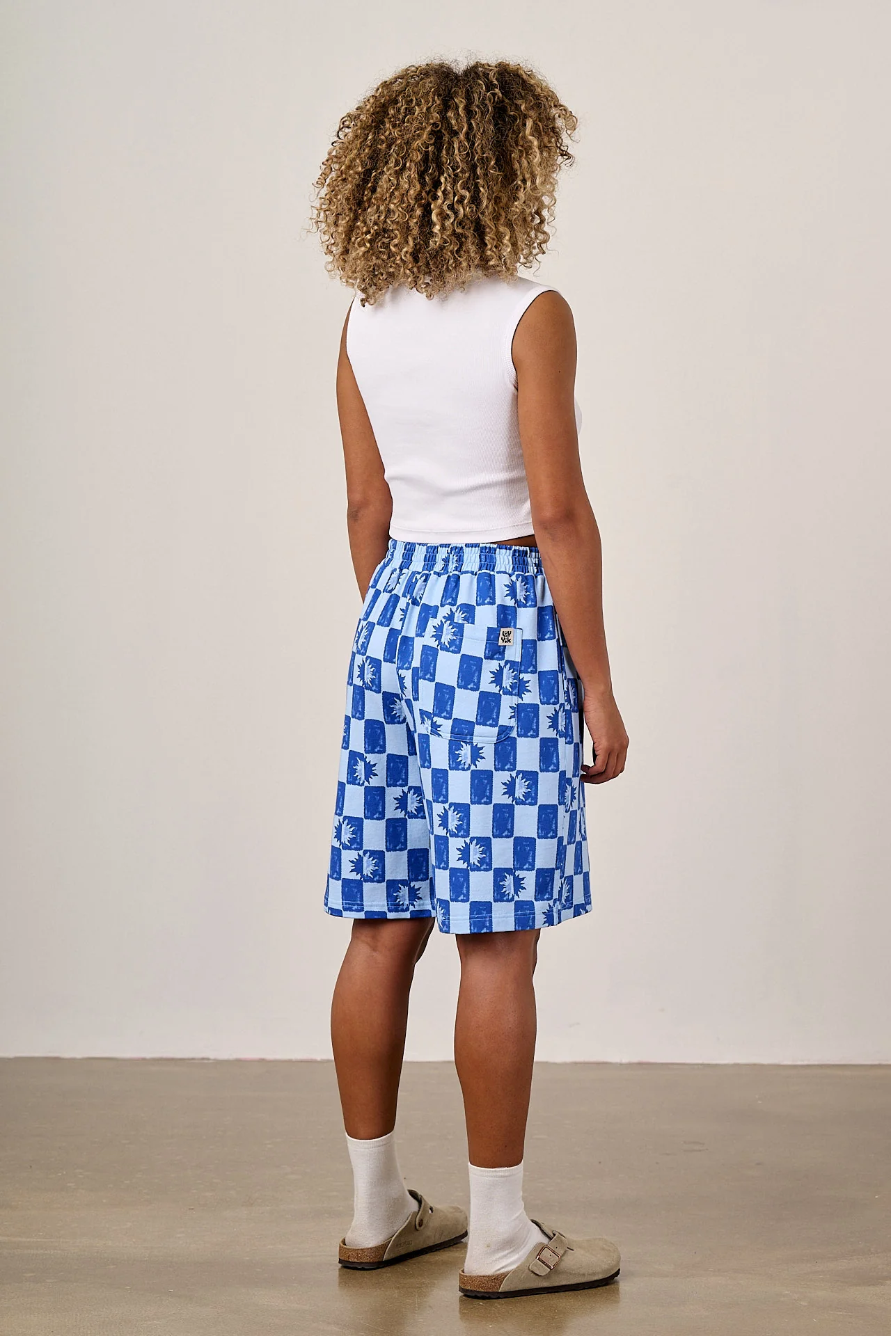 Madero - Cotton Jersey Shorts in Blue Checkerboard - Image 6