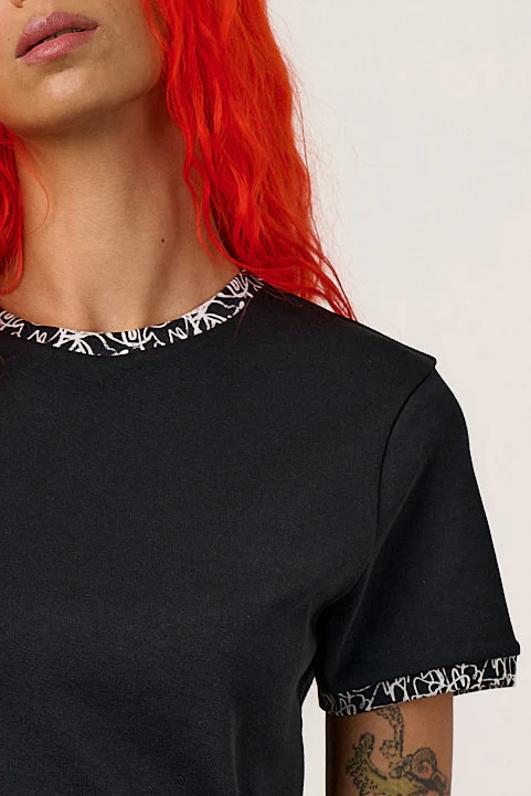 Maya - Cotton Tee in Black Graffiti Trim - Image 2