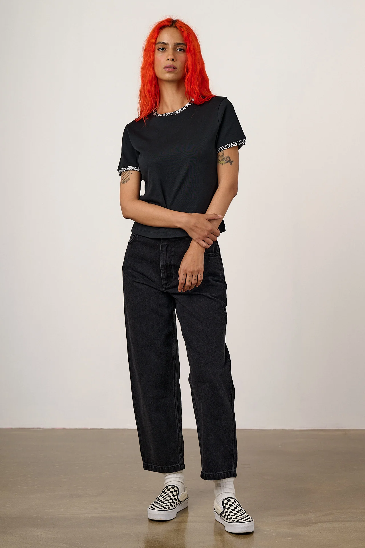 Maya - Cotton Tee in Black Graffiti Trim - Image 5