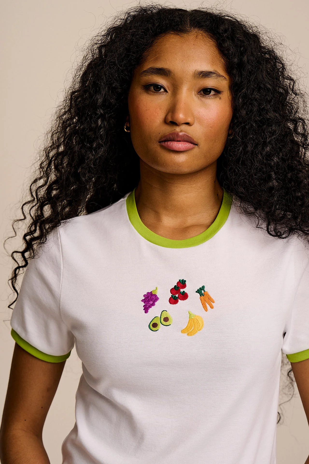 Maya - Cotton T-Shirt in Fruit & Veg Embroidery - Image 3