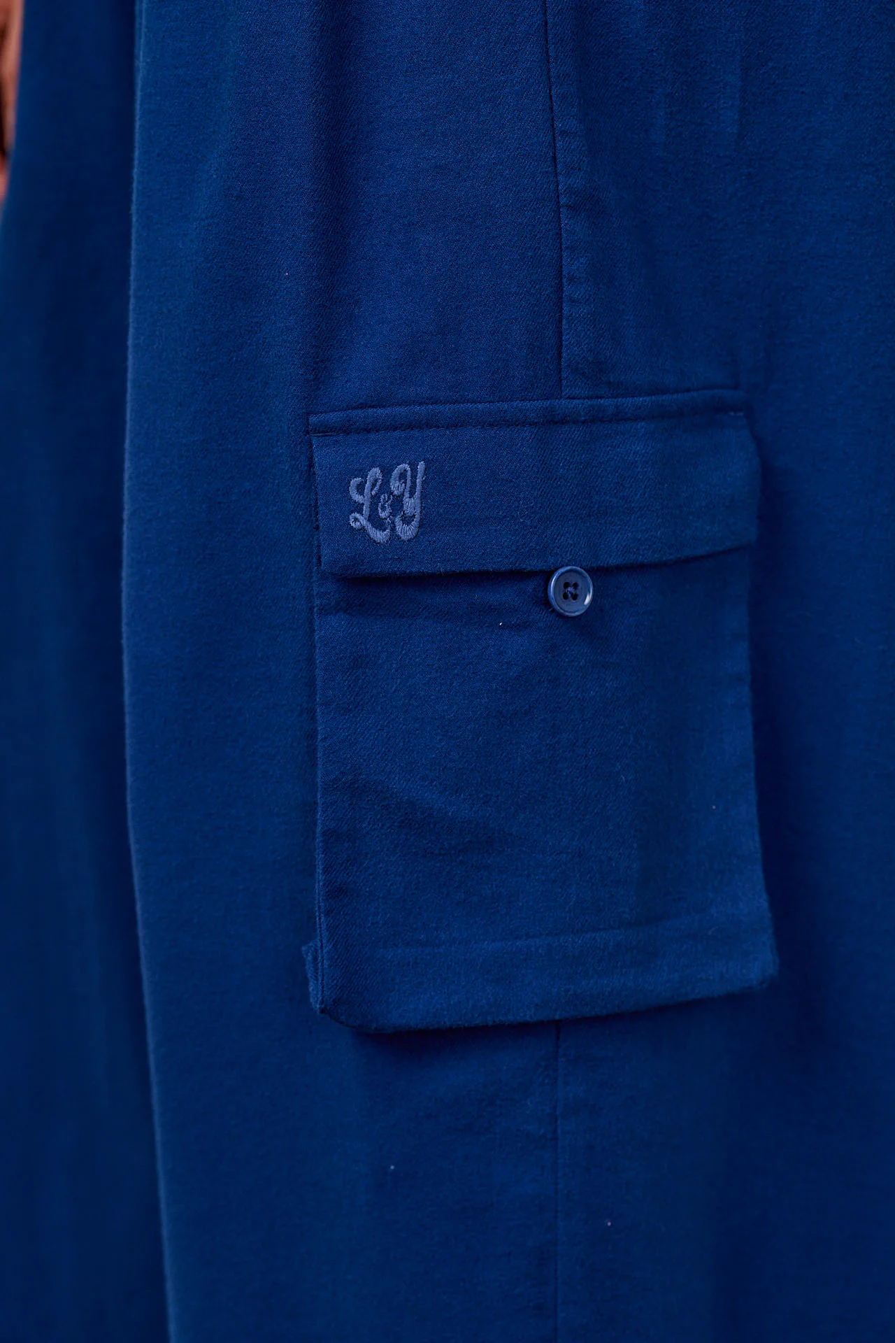 Miyada - Brushed Cotton Balloon Leg Dungarees in Navy - Image 2
