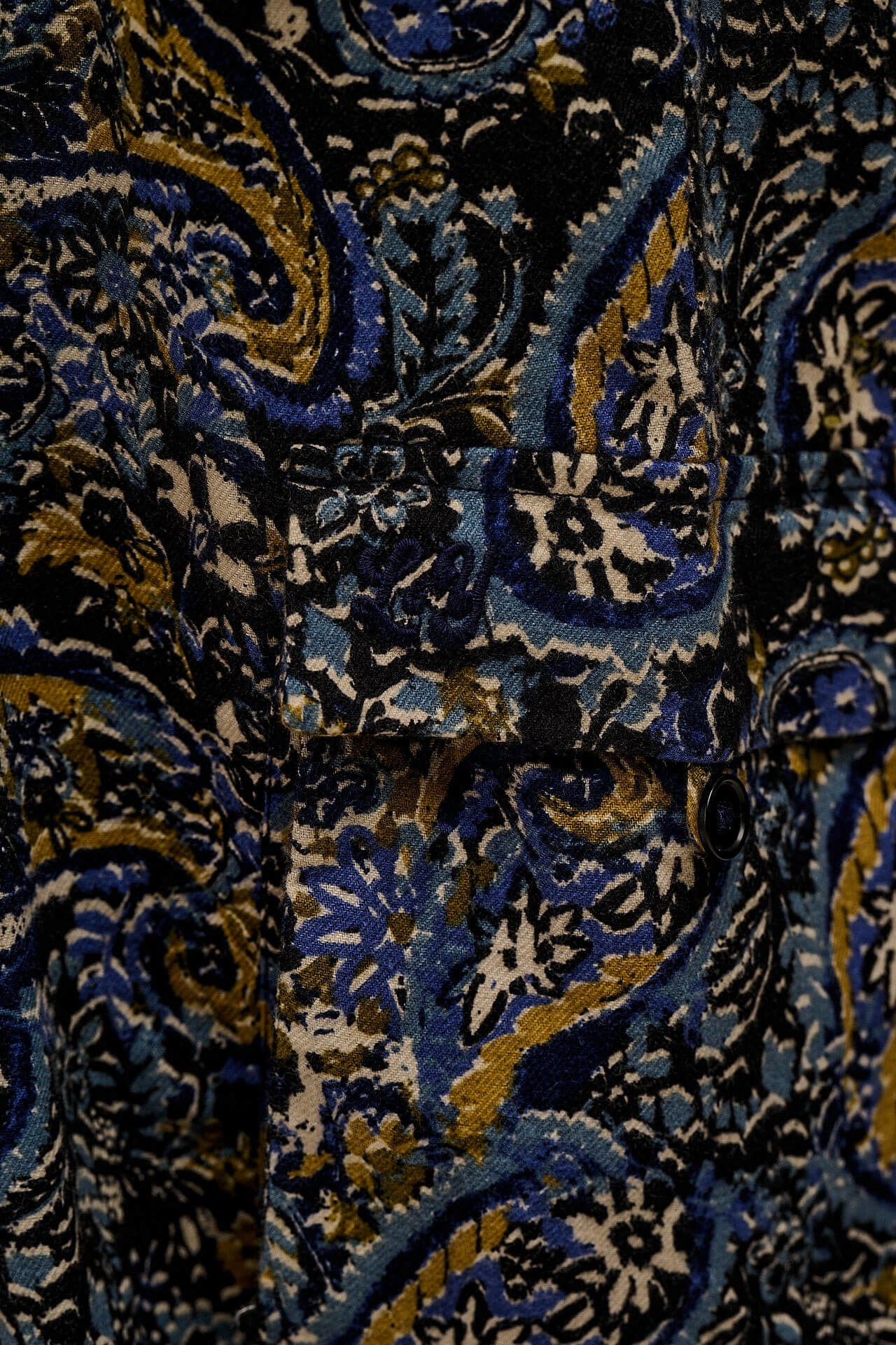 Miyada - Brushed Cotton Balloon Leg Dungarees in Grunge Blue Paisley Print - Image 5