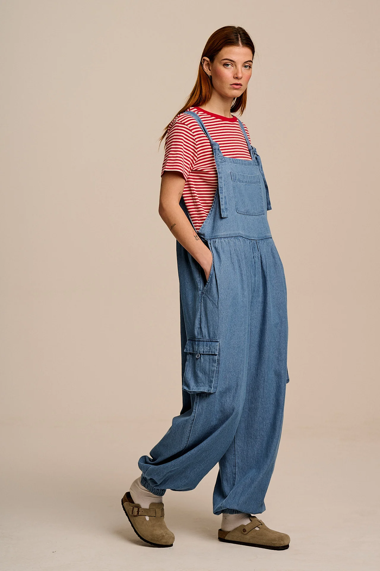 Miyada - Cotton Dungaree in Light Wash Blue - Image 4