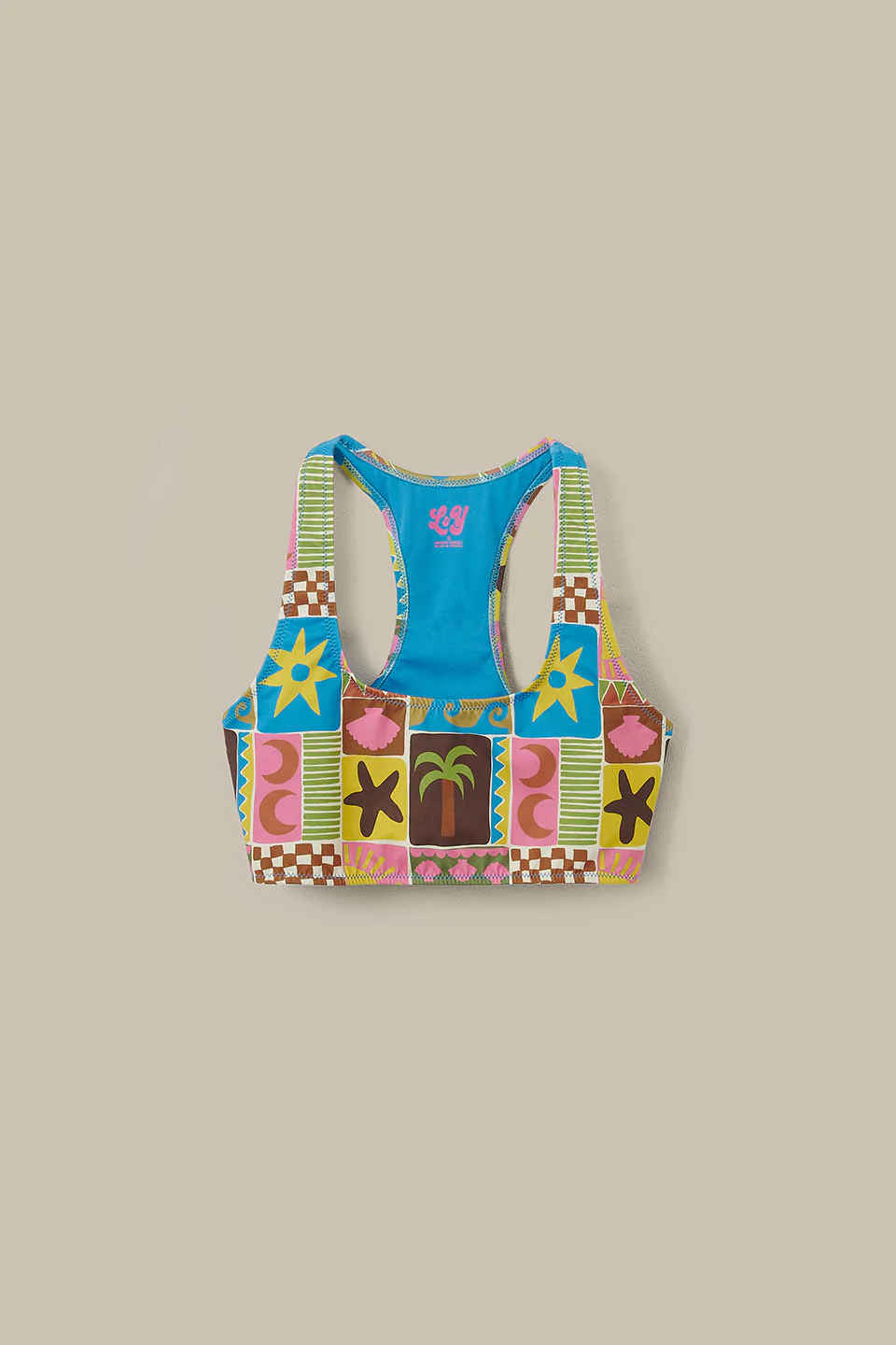Morella - Racerback Bikini Top in Coastal Tile - Image 5