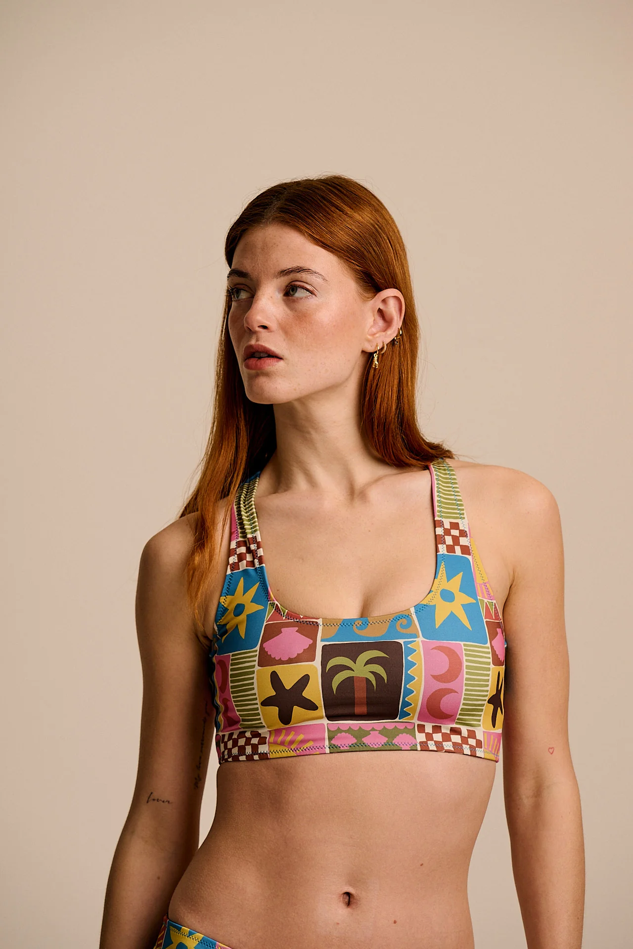 Morella - Racerback Bikini Top in Coastal Tile - Image 6