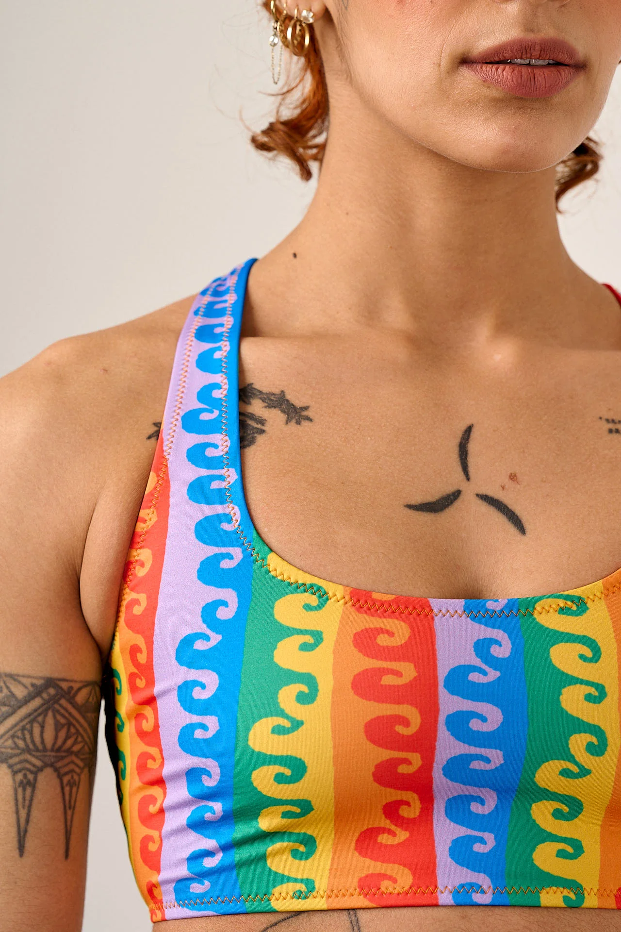 Morella - Racerback Bikini Top in Rainbow Wave - Image 5