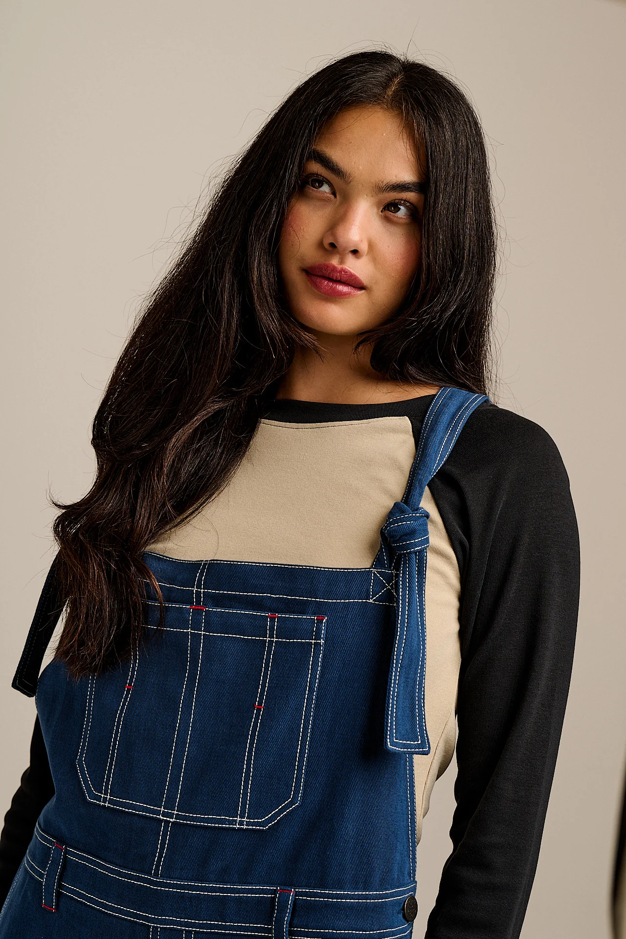 Mullen - Cotton Dungarees in Navy with Contrast Stitch - Image 6