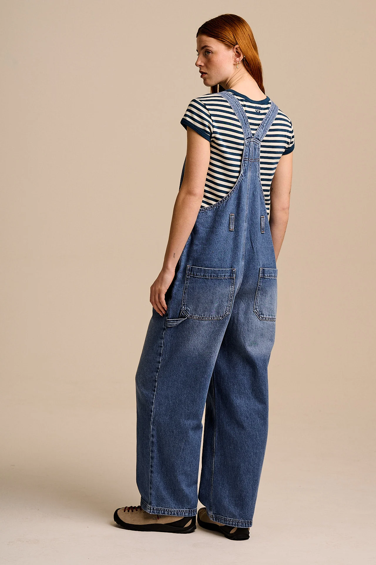 Mullen - Denim Dungarees in Midwash with Metal Clasps - Image 7