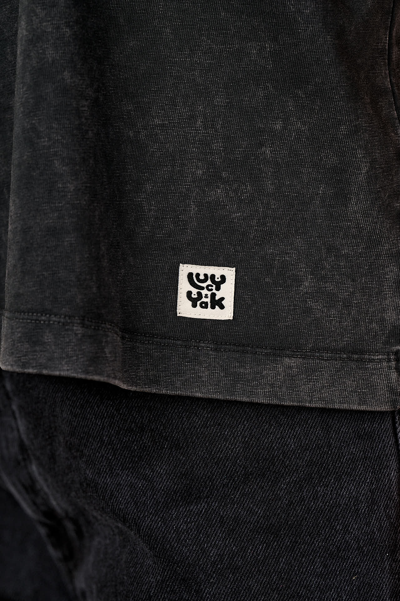 Noa - Cotton Boxy T-Shirt in Washed Black - Image 3