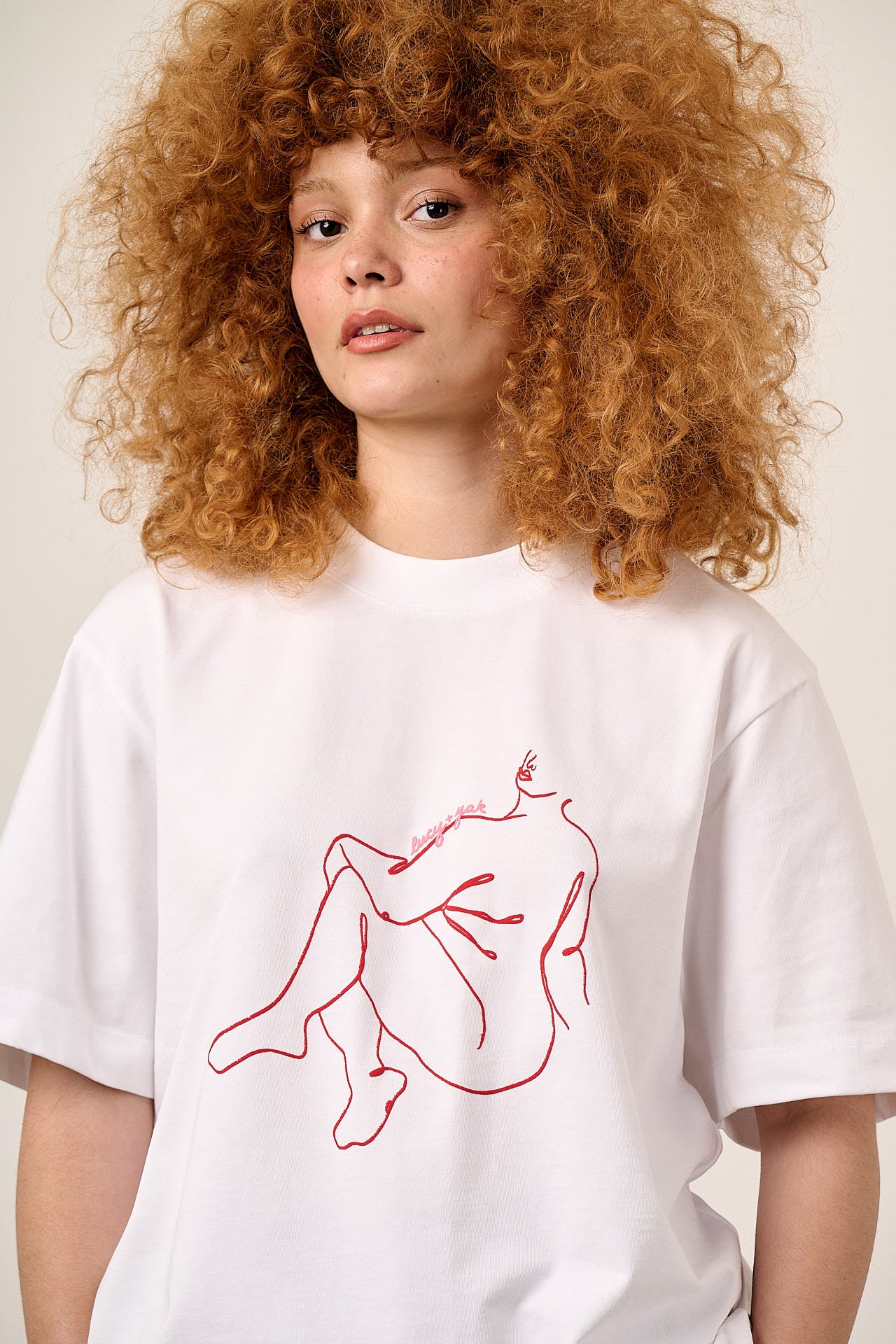 Noa - Cotton Boxy T-Shirt in White Bodies Print - Image 4