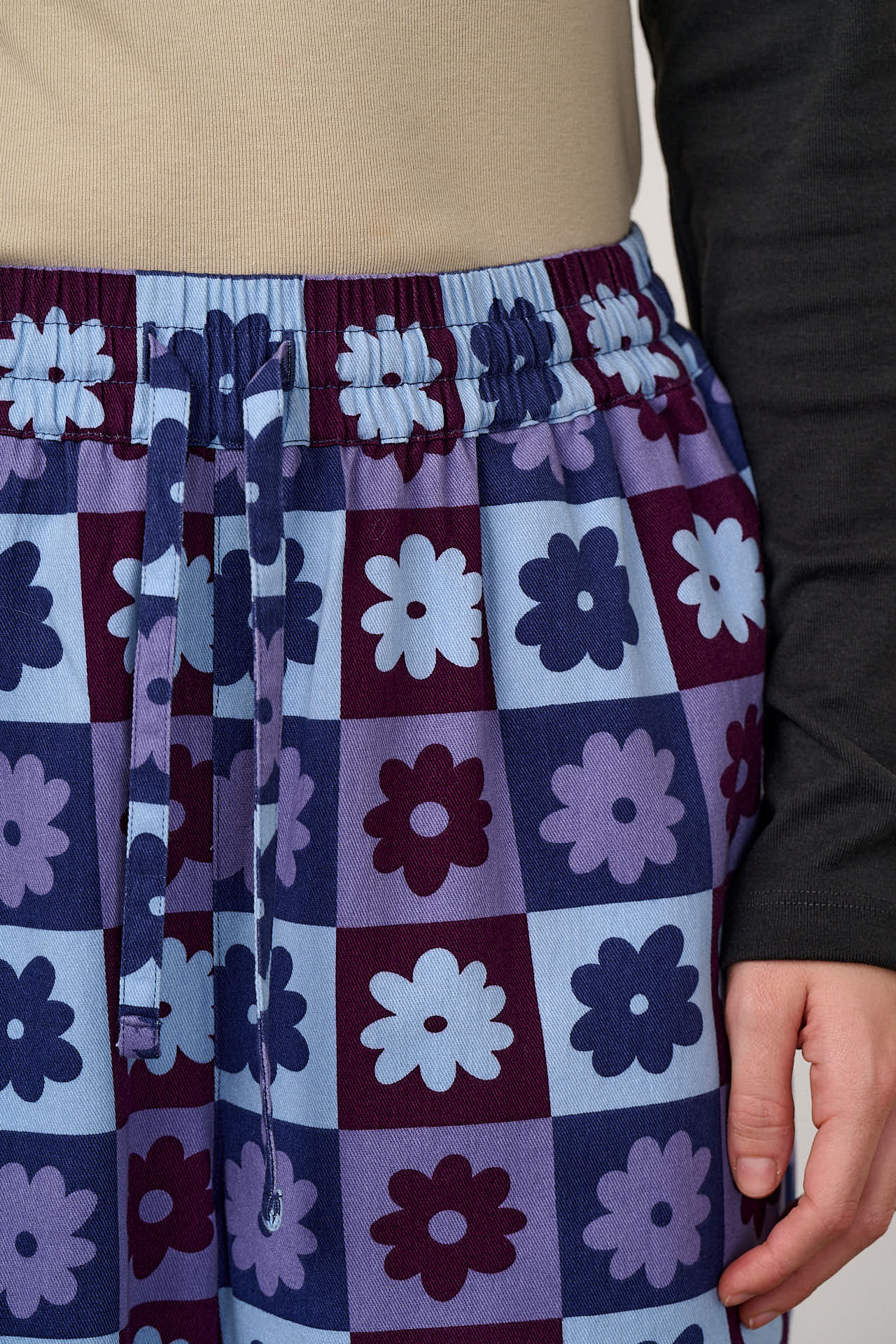 Norris - Wide Leg Cotton Trousers in Delano Checkerboard - Image 4