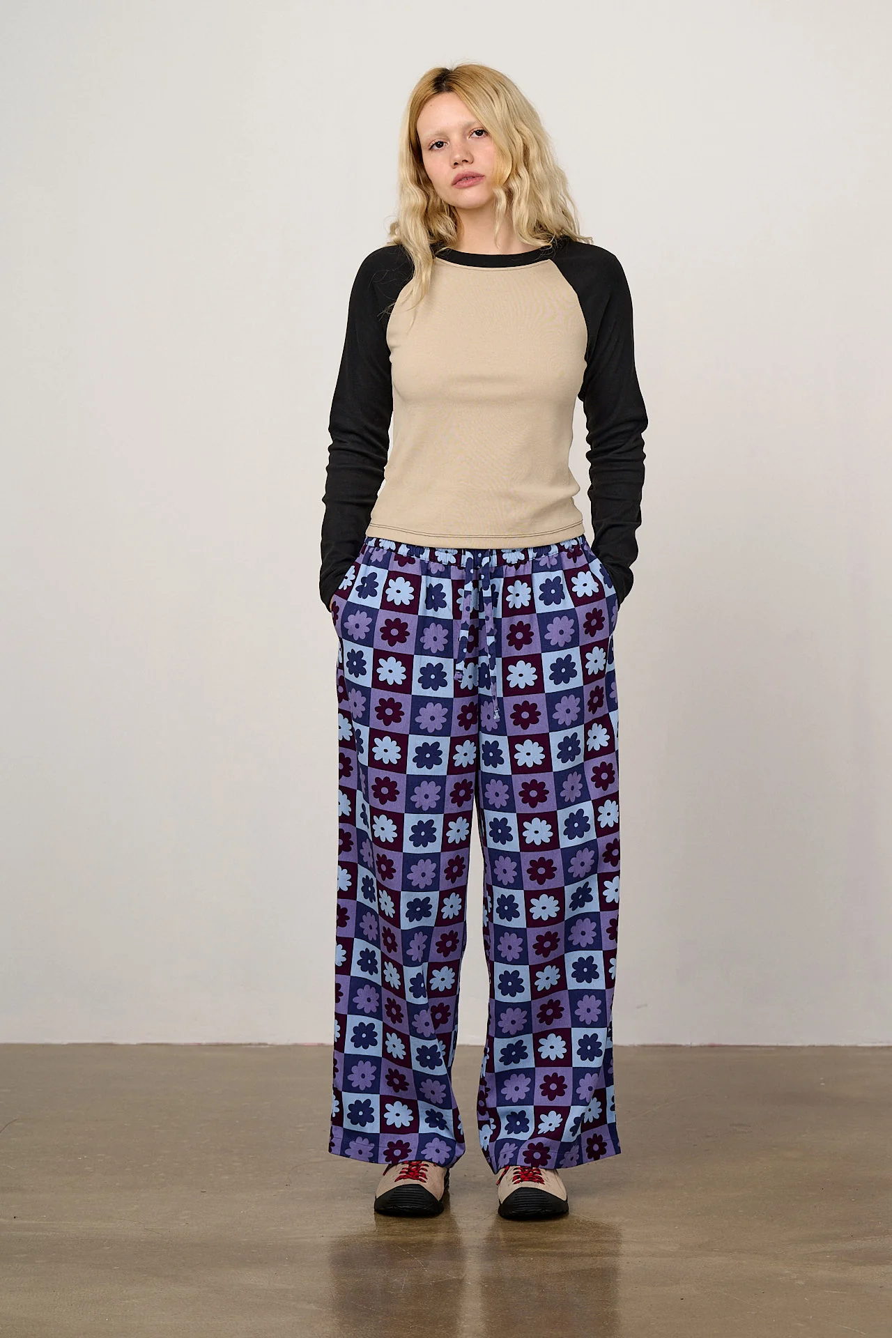 Norris - Wide Leg Cotton Trousers in Delano Checkerboard - Image 5