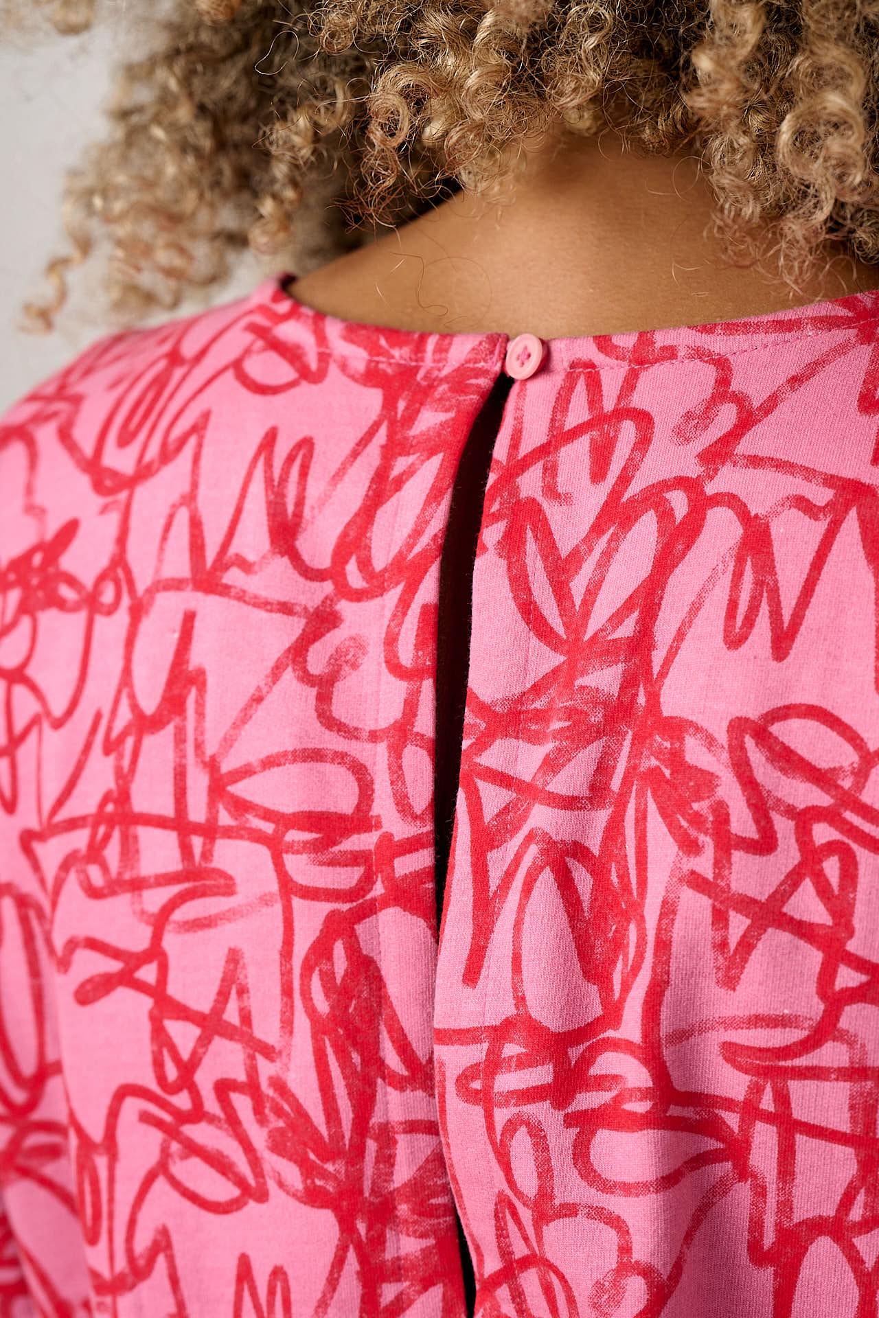 Nova - Barrel Leg Cotton Jersey Jumpsuit in Pink Graffiti - Image 4