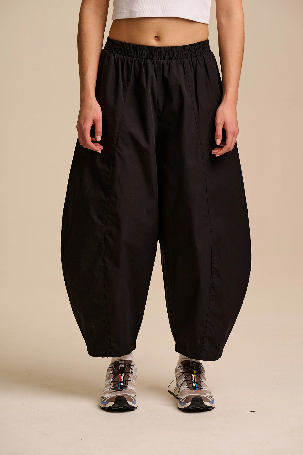 Obregon - Barrel Leg Cotton Trousers in Black - Image 3