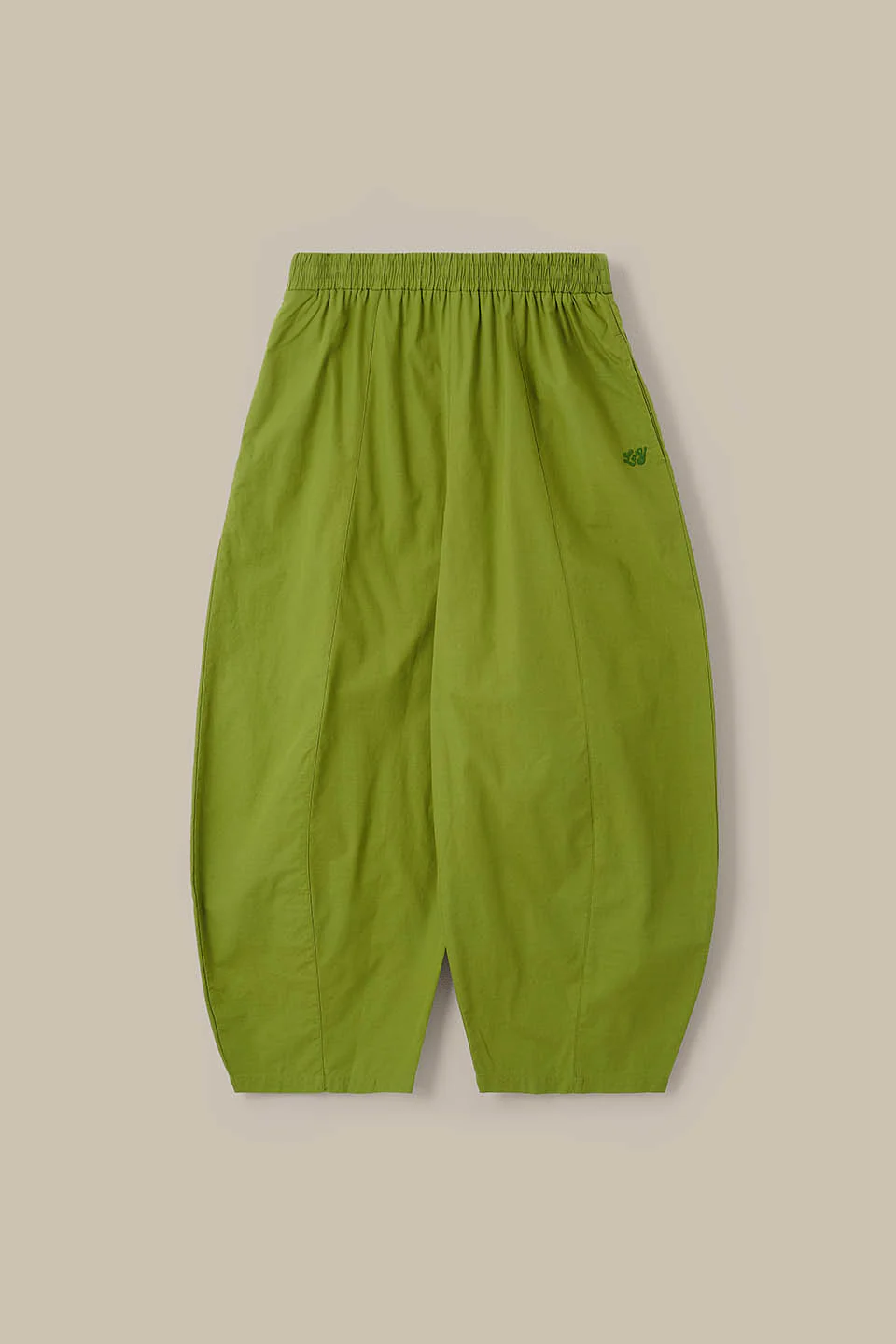 Obregon - Barrel Leg Cotton Trousers in Cypress Green - Image 6