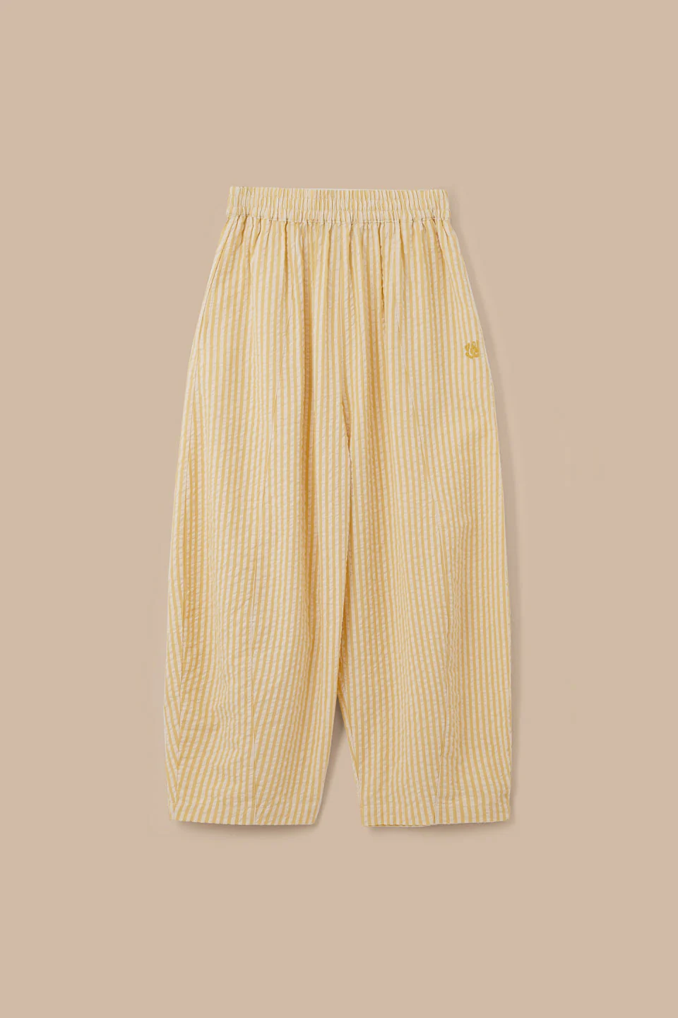 Obregon - Barrel Leg Cotton Trousers in Yellow Stripe - Image 9