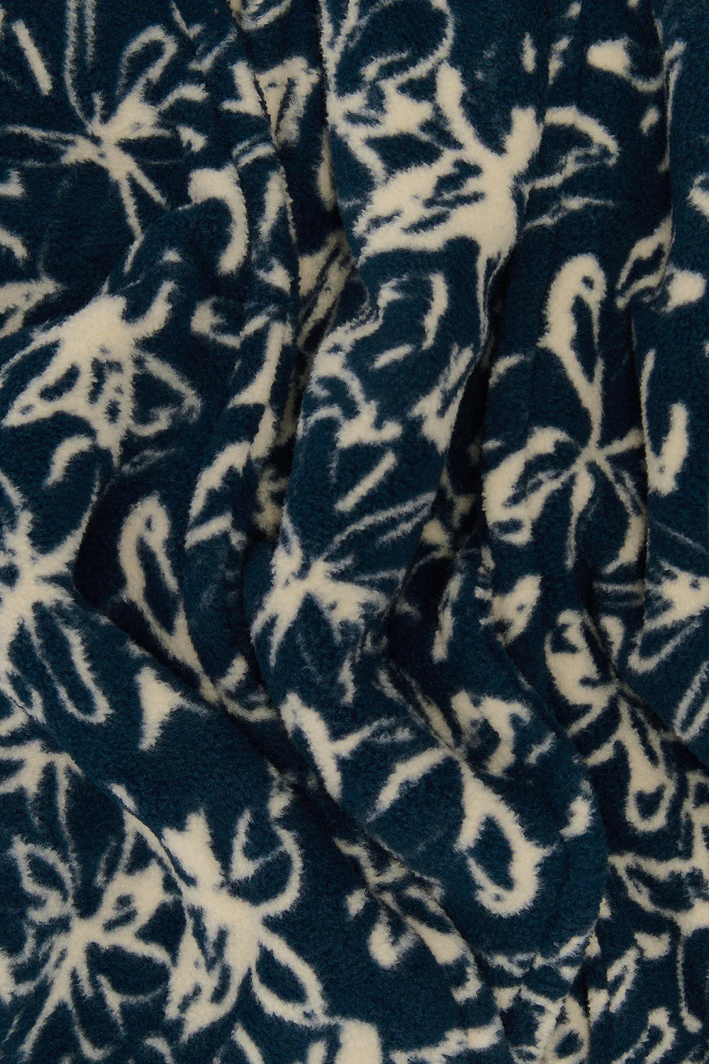 Ola - Polar Fleece Scarf in Inked Blue Floral Print - Image 3