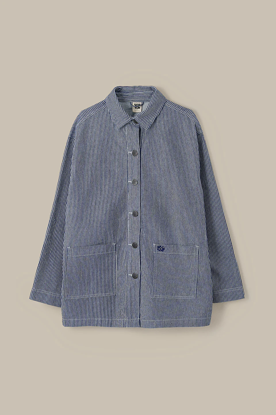 Olly - Cotton Jacket in Navy Stripe - Image 3
