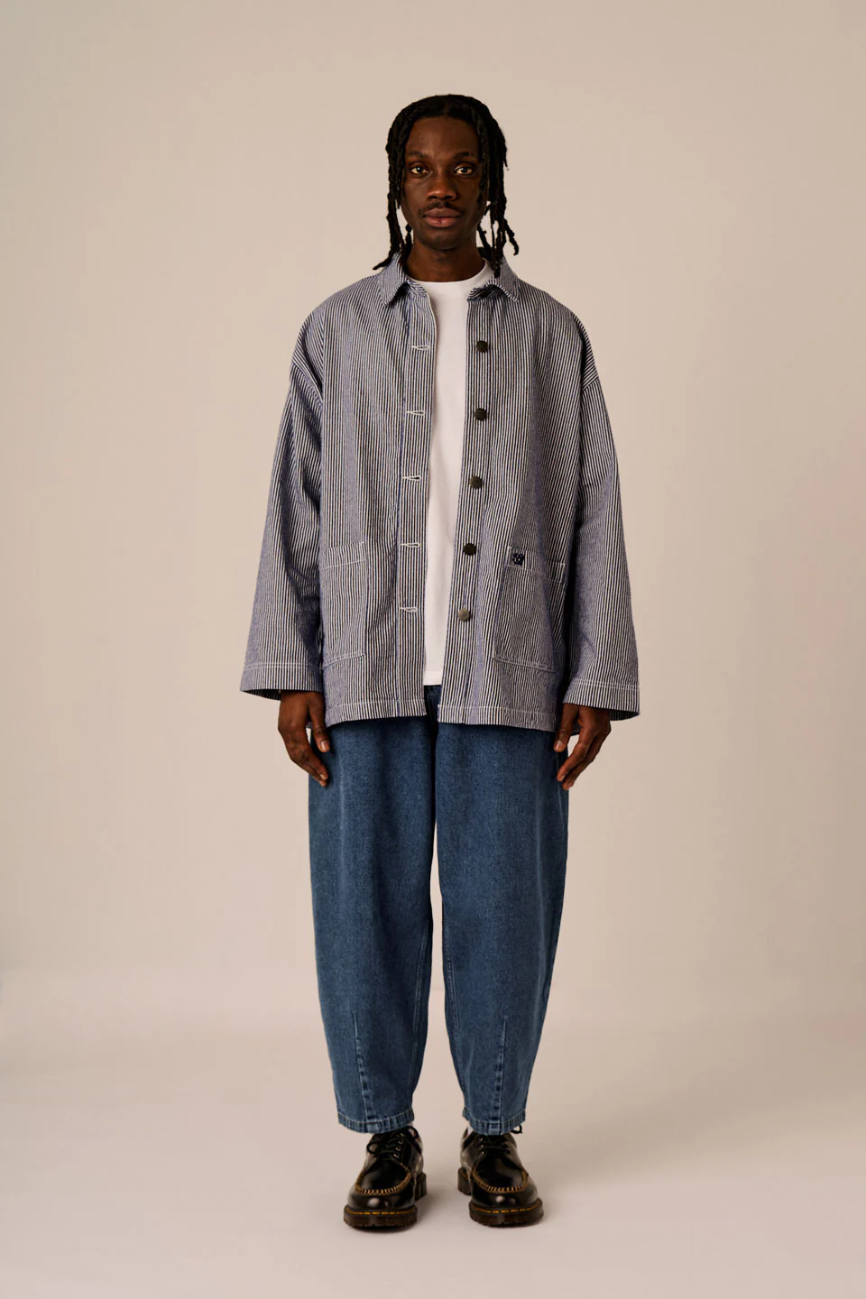Olly - Cotton Jacket in Navy Stripe - Image 6