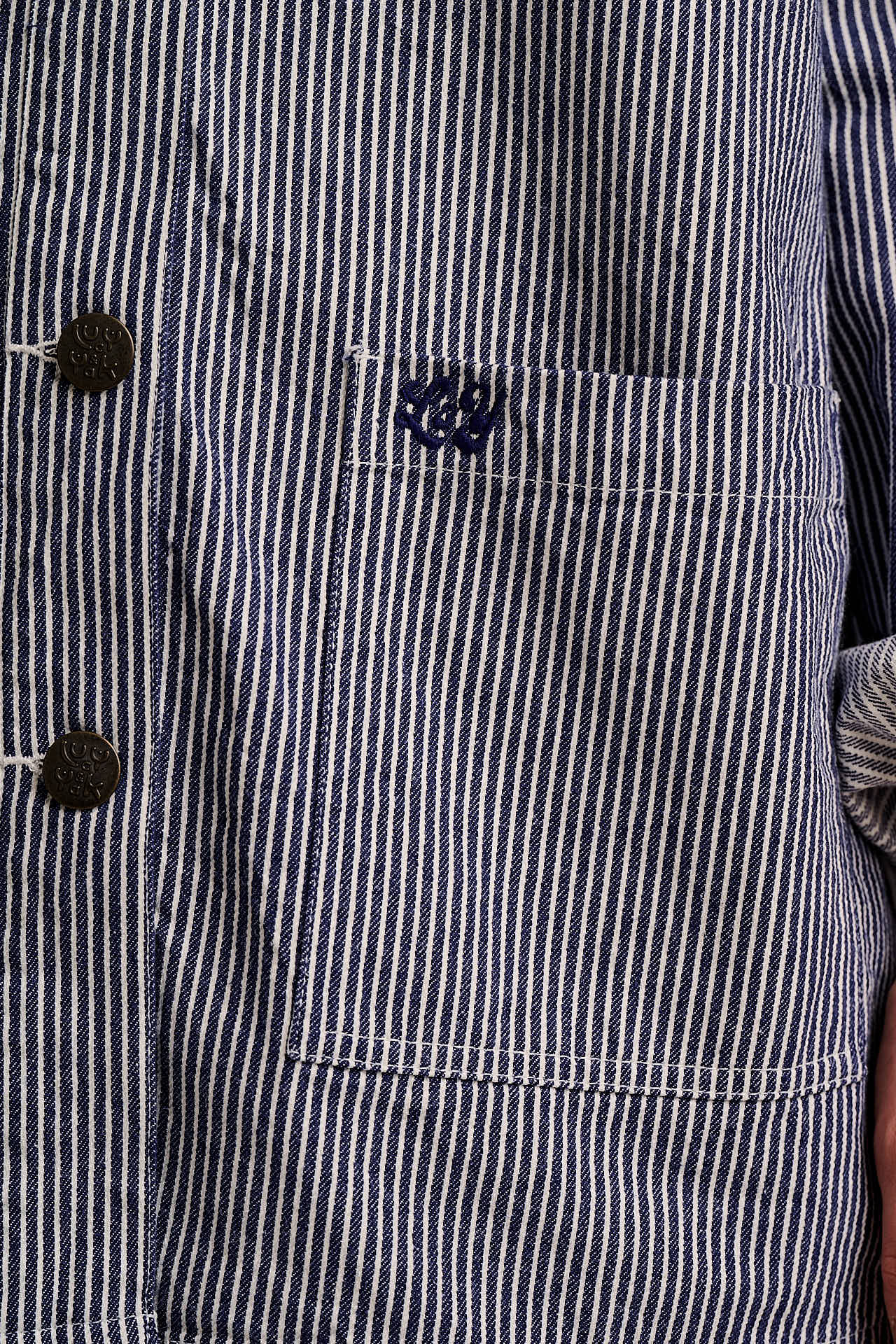 Olly - Cotton Jacket in Navy Stripe - Image 8