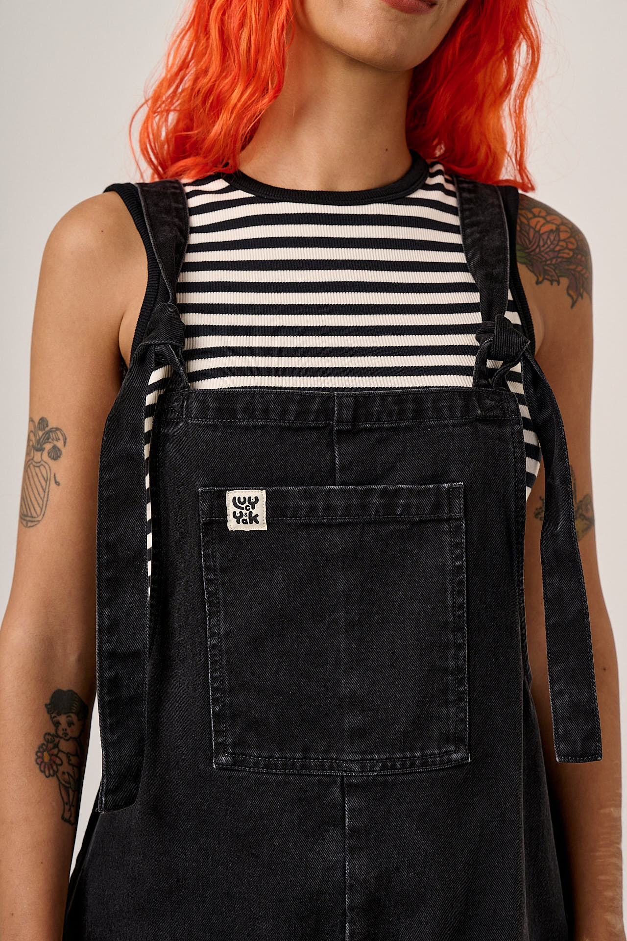 Original Shorts - Denim Dungarees Shorts in Washed Black - Image 2