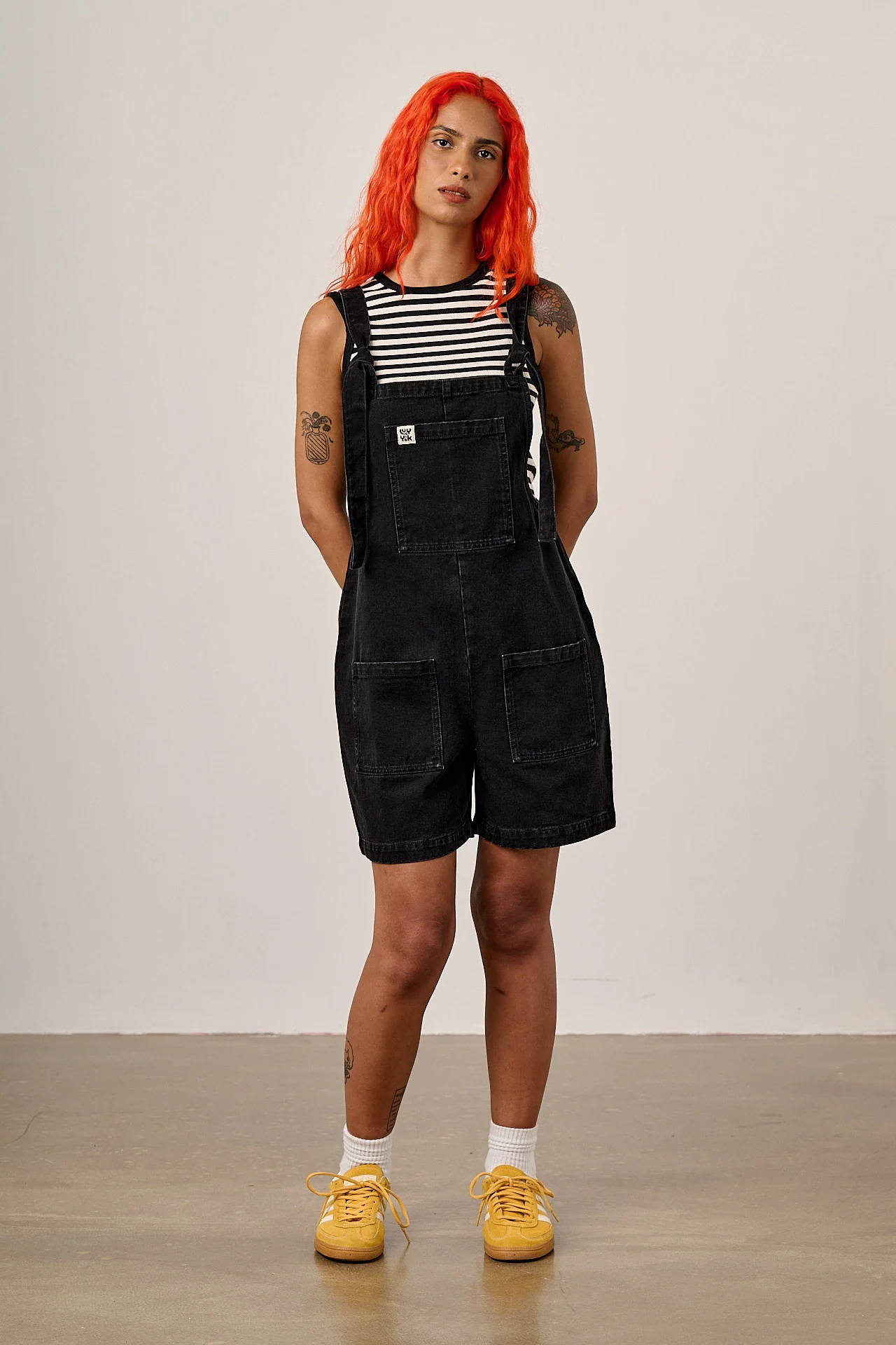 Original Shorts - Denim Dungarees Shorts in Washed Black - Image 3