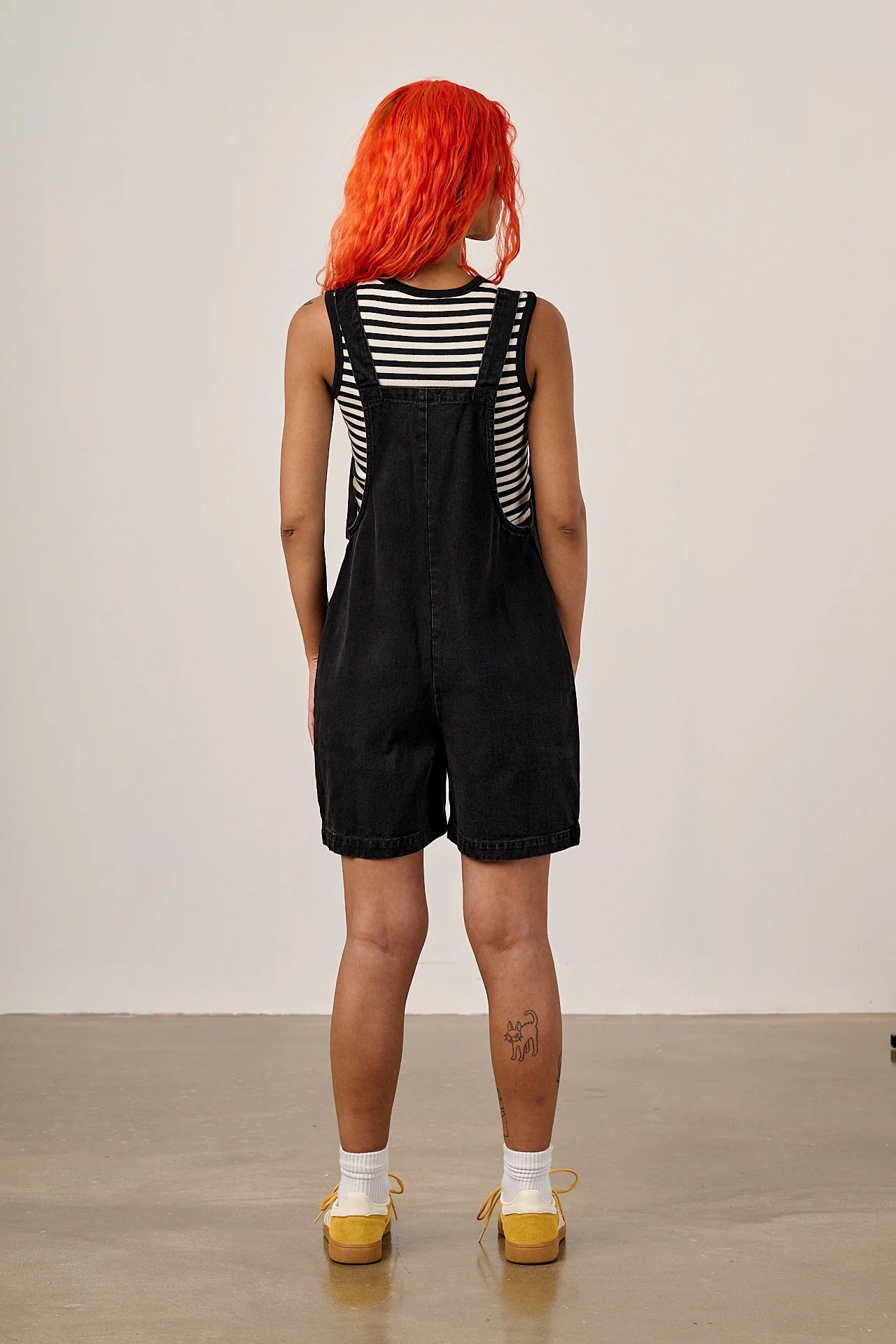 Original Shorts - Denim Dungarees Shorts in Washed Black - Image 6