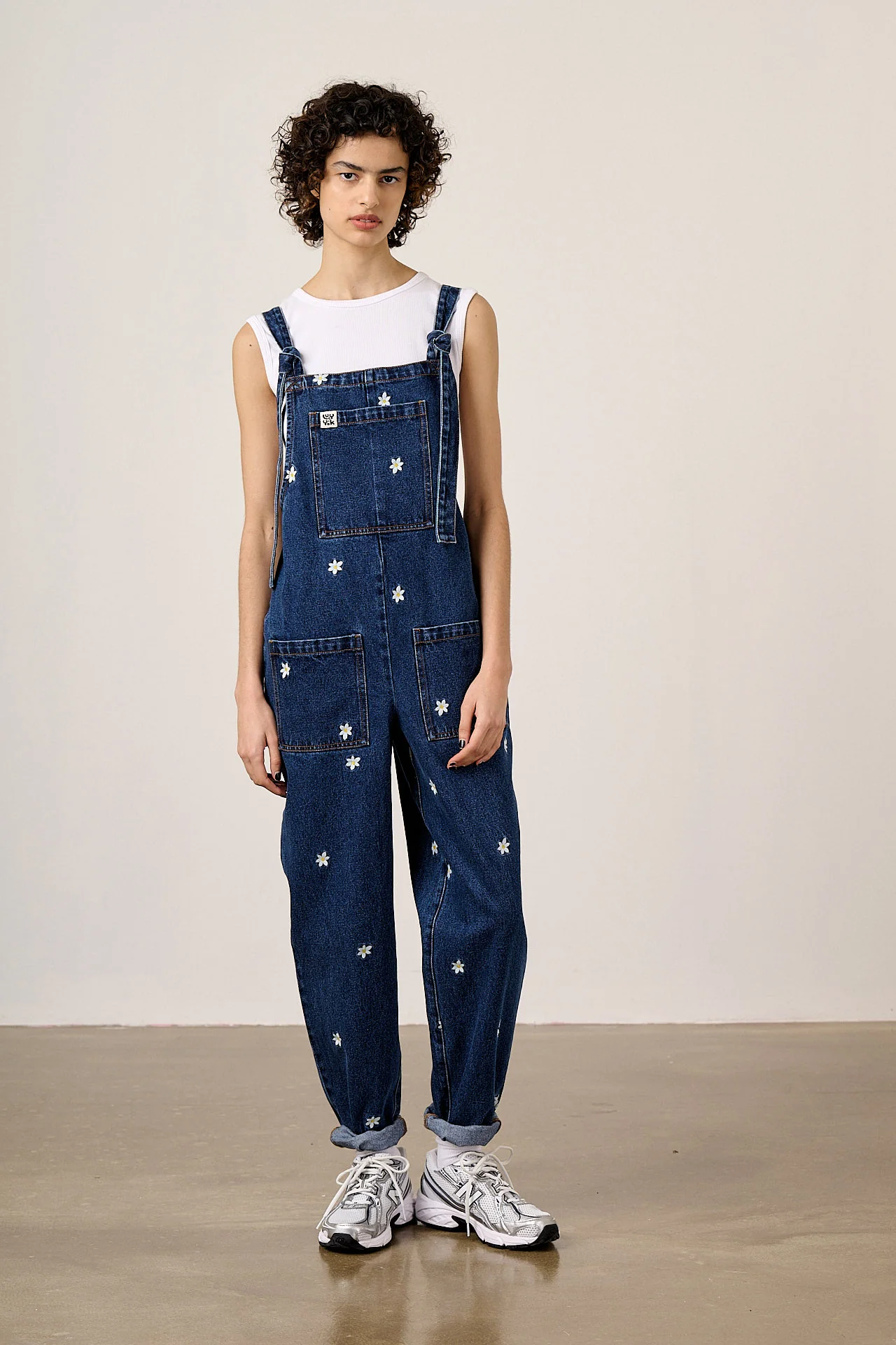Original - Denim Dungarees in Daisy Embroidery - Image 3