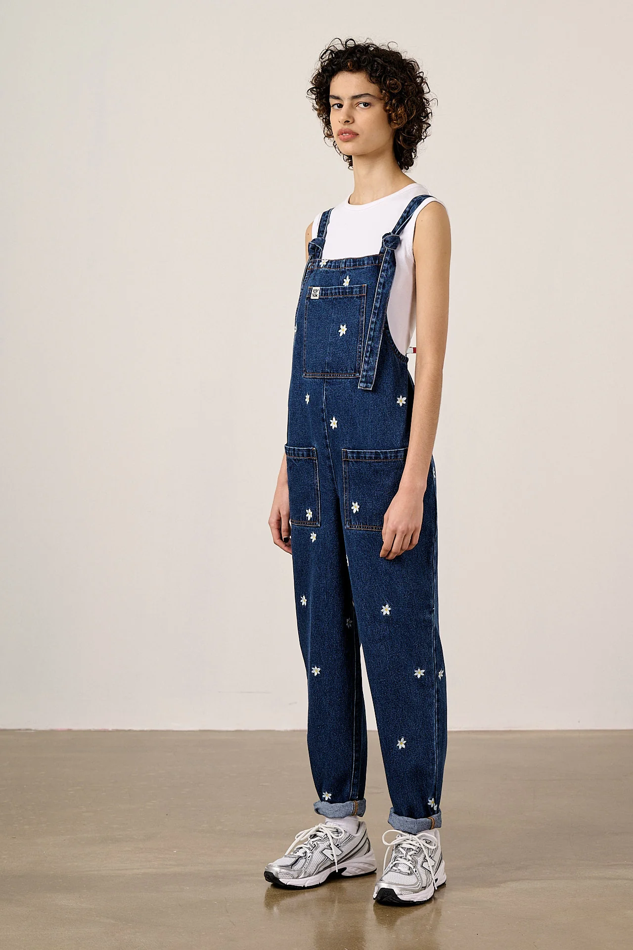 Original - Denim Dungarees in Daisy Embroidery - Image 5