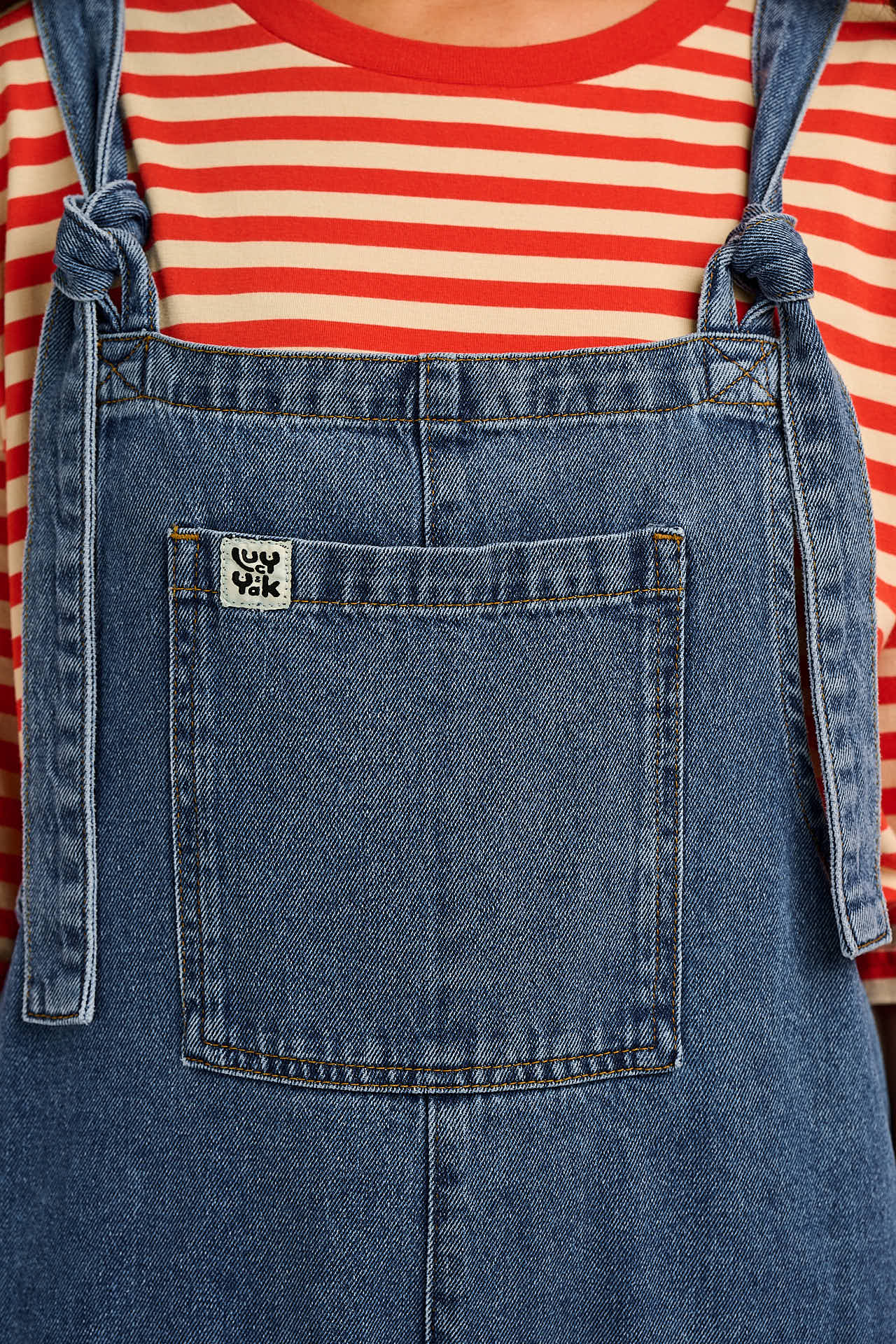 Original - Denim Dungarees in Mid Wash Blue - Image 3