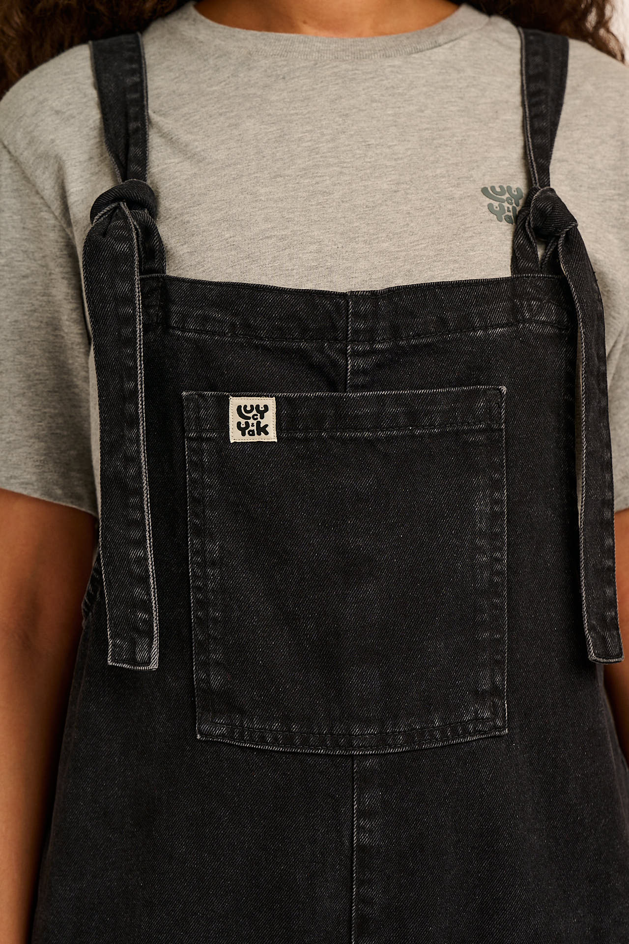 Original - Denim Dungarees in Washed Black - Image 3