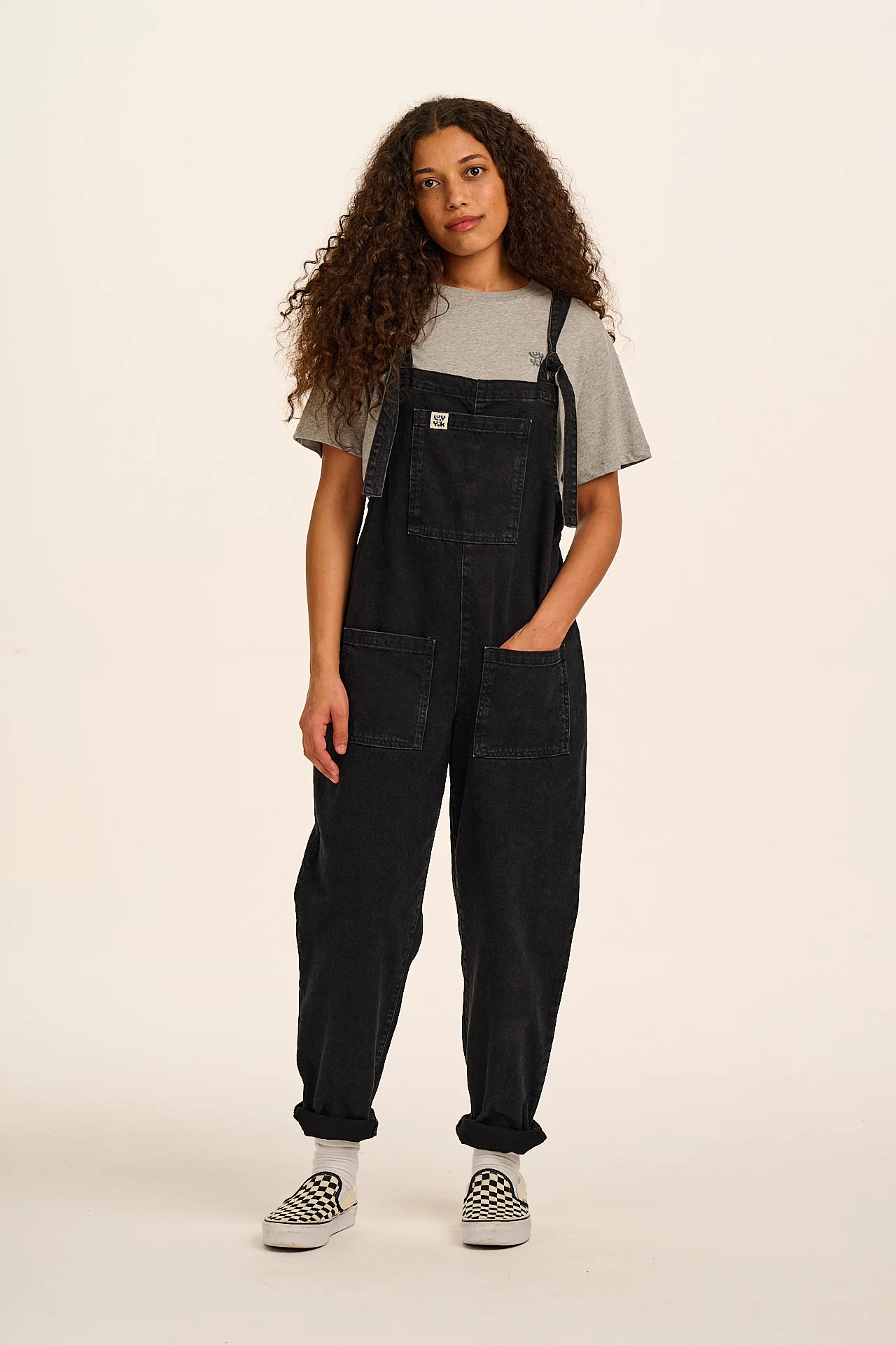 Original - Denim Dungarees in Washed Black - Image 4