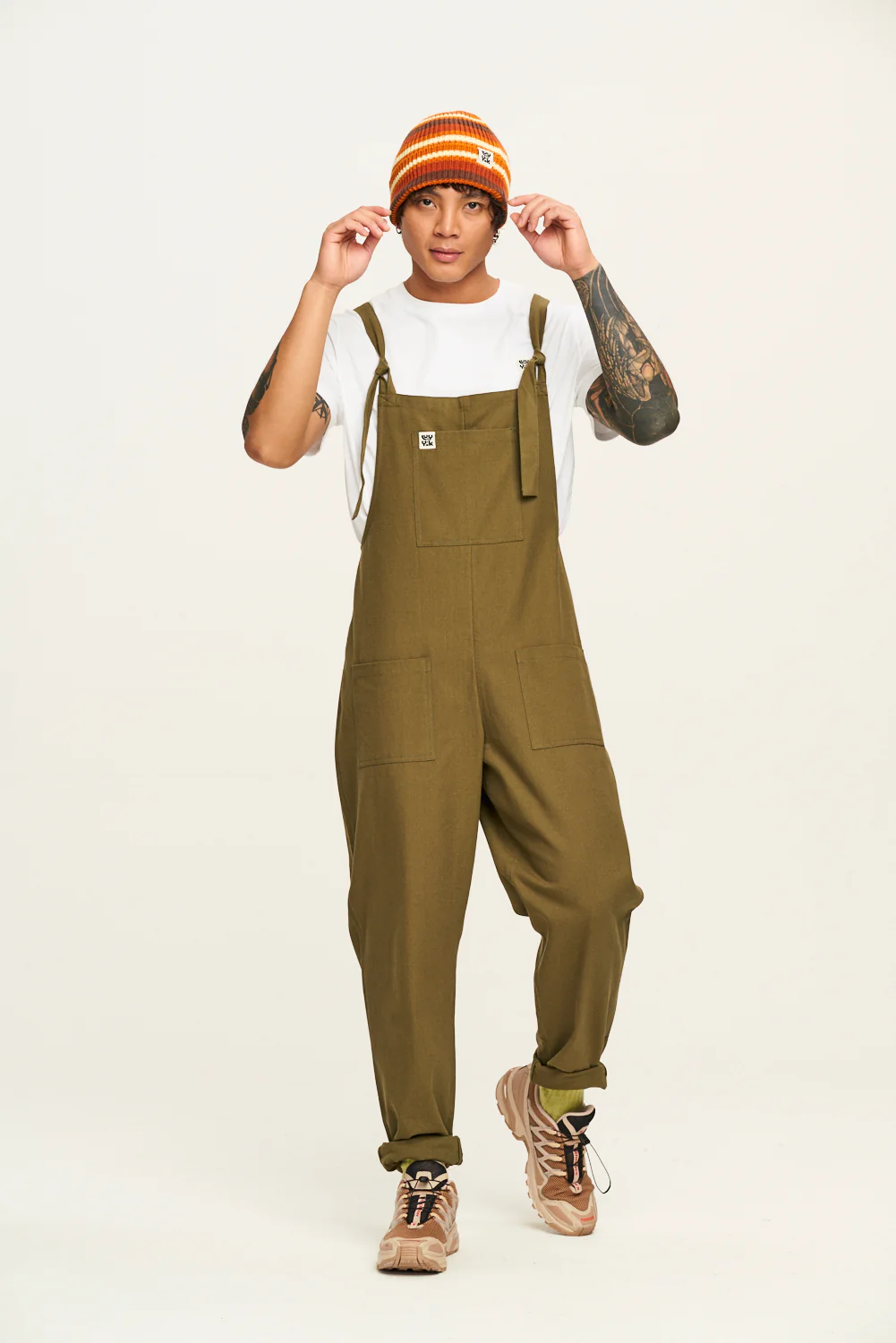Original - Cotton Dungarees in Dark Olive - Image 6