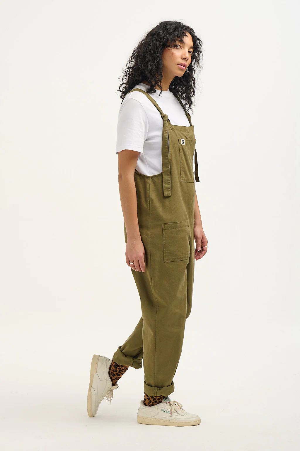 Original - Cotton Dungarees in Dark Olive - Image 7