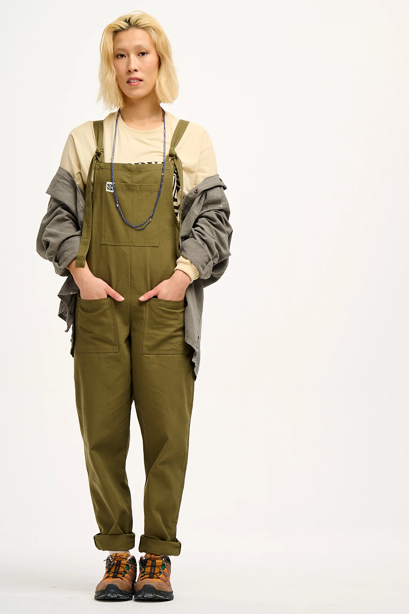 Original - Cotton Dungarees in Dark Olive - Image 9